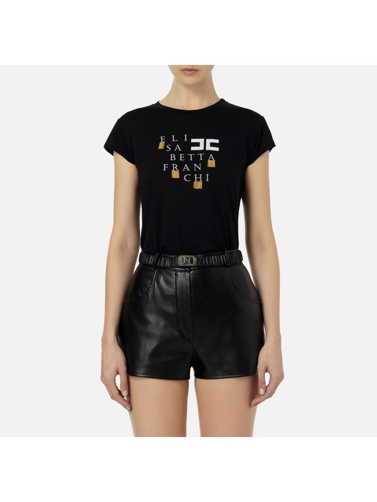 ELISABETTA FRANCHI T-Shirt e Polo Donna MA00841E2 110 Nero - Image 2