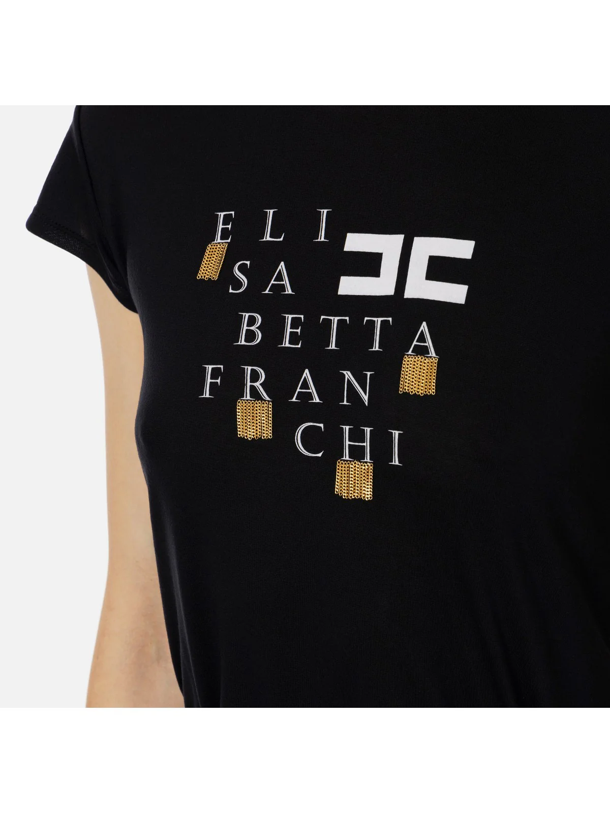 ELISABETTA FRANCHI T-Shirt e Polo Donna MA00841E2 110 Nero - Image 3