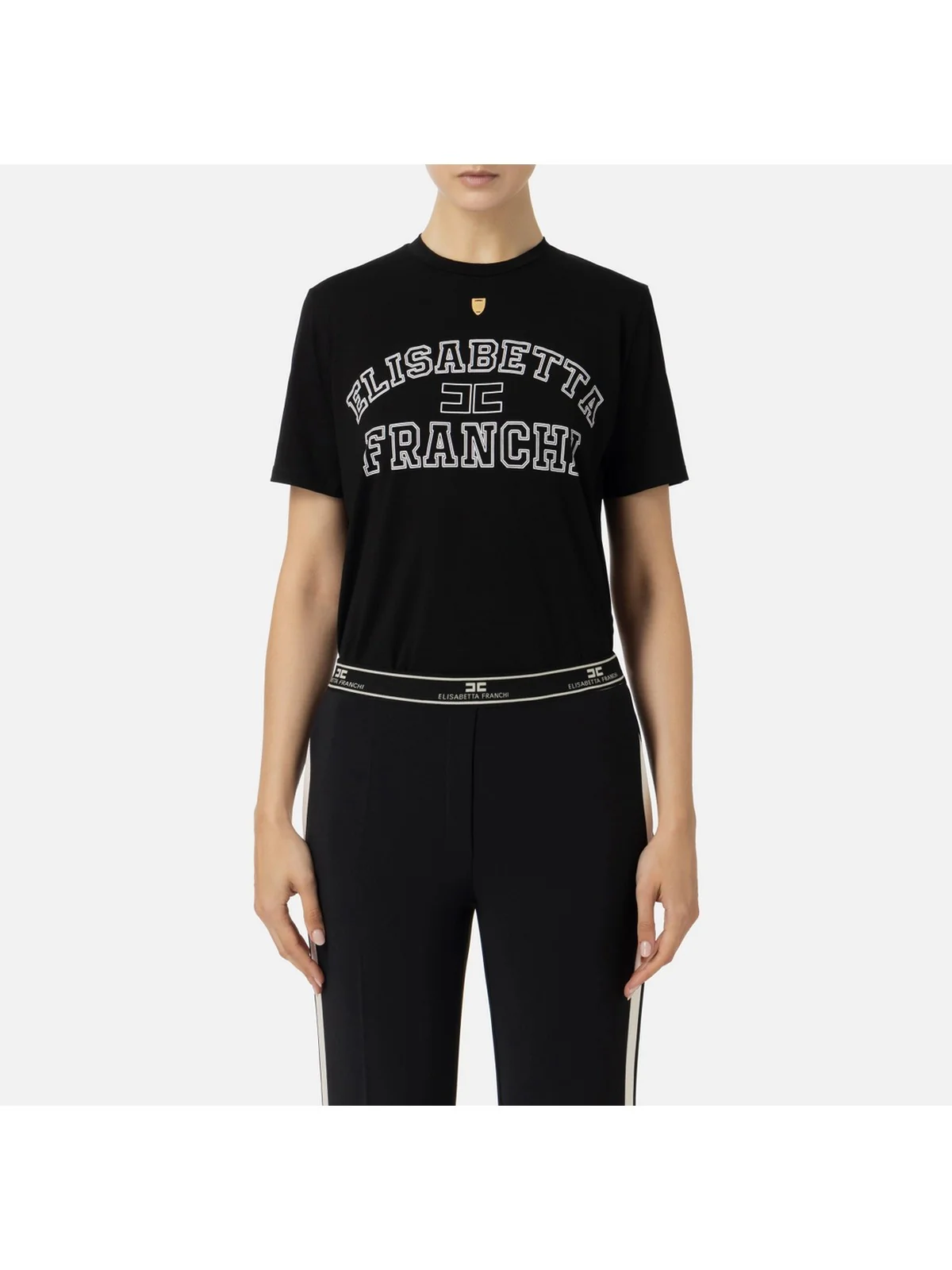 ELISABETTA FRANCHI T-Shirt e Polo Donna MA01546E2 110 Nero - Image 4