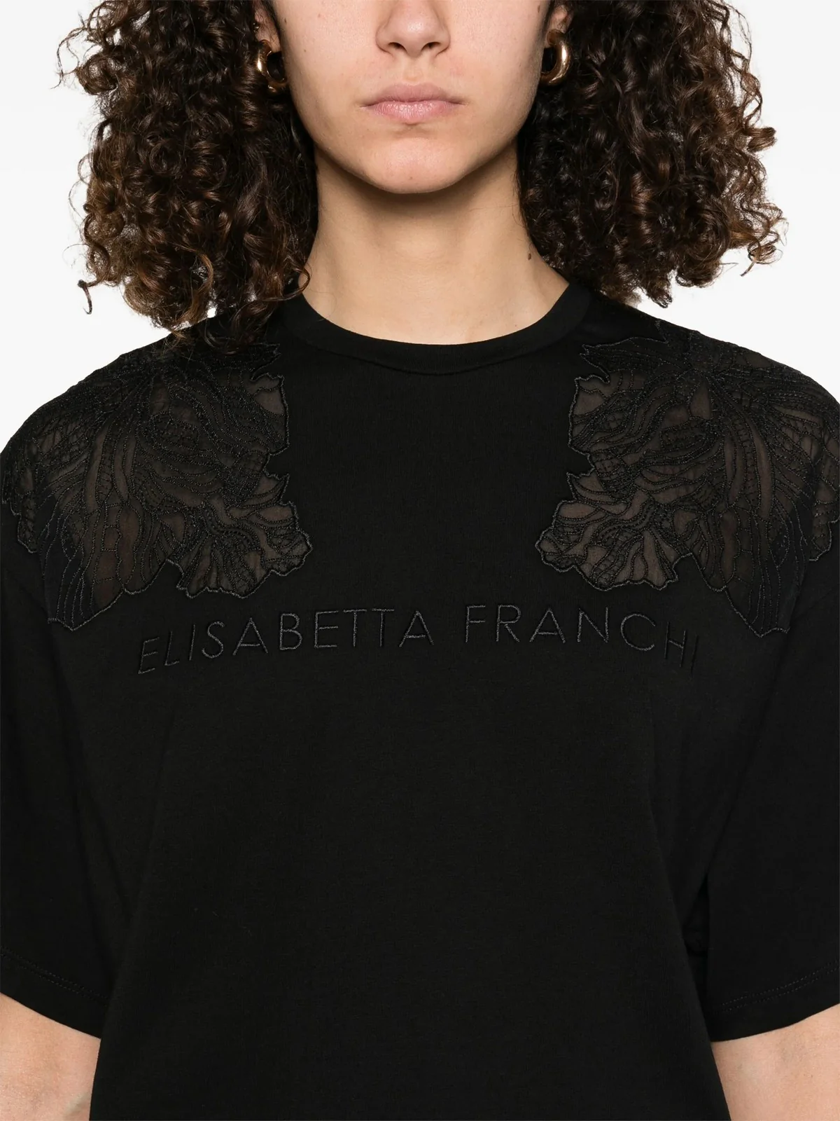 ELISABETTA FRANCHI T-Shirt e Polo Donna MA01851E2-110 Nero - Image 4