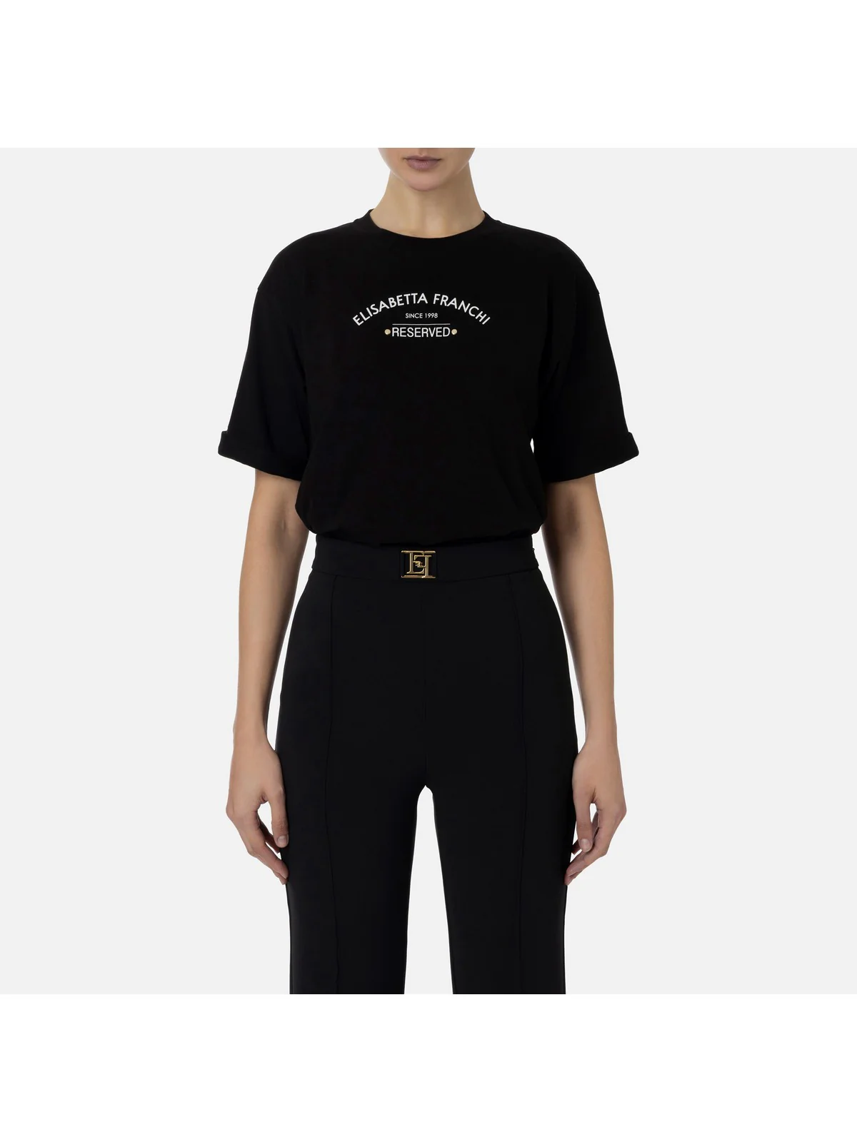 ELISABETTA FRANCHI T-Shirt e Polo Donna  MA02341E2 110 Nero - Image 2