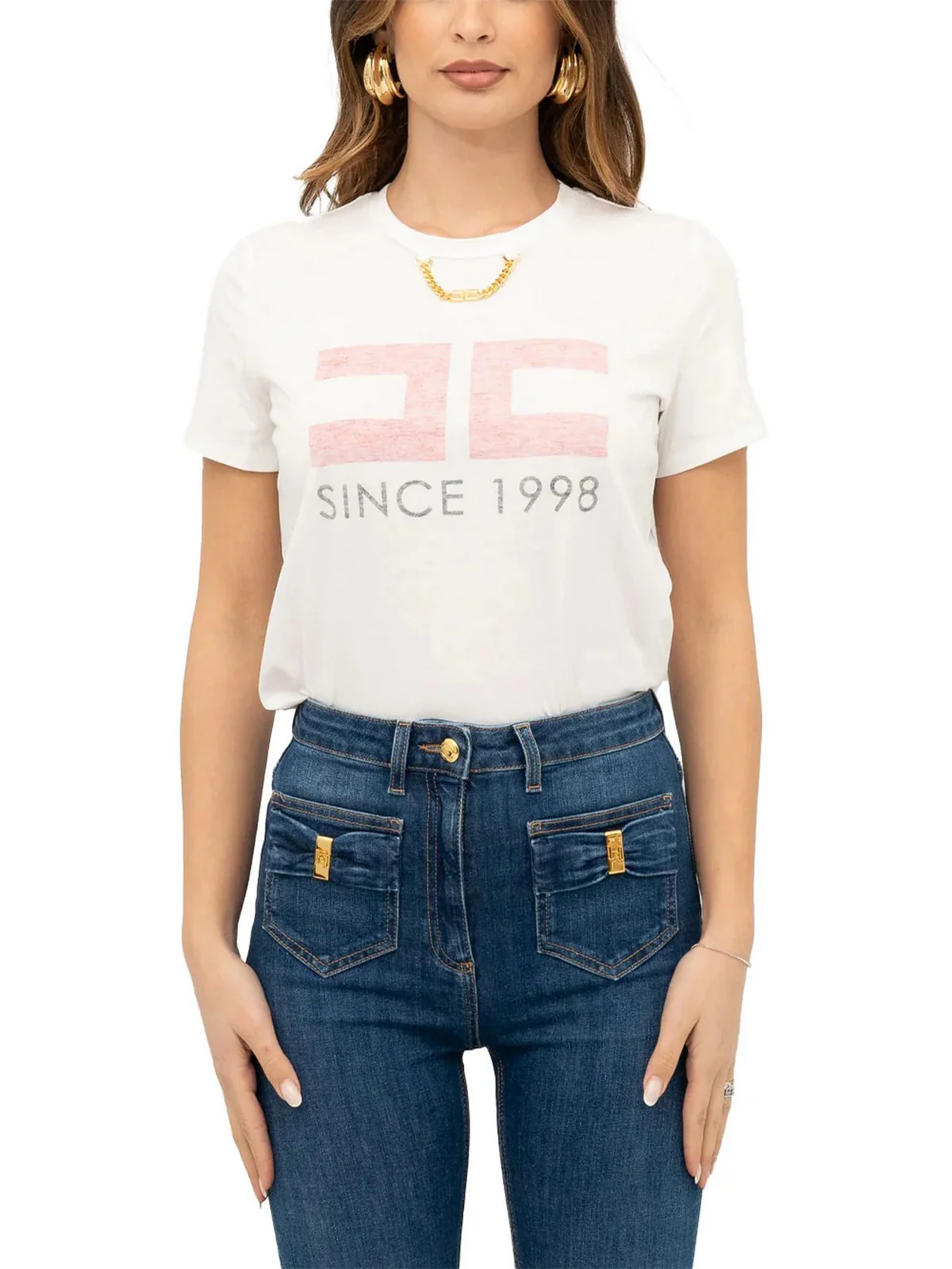 ELISABETTA FRANCHI T-shirt Donna  MA03351E2-270 Bianco - Image 2