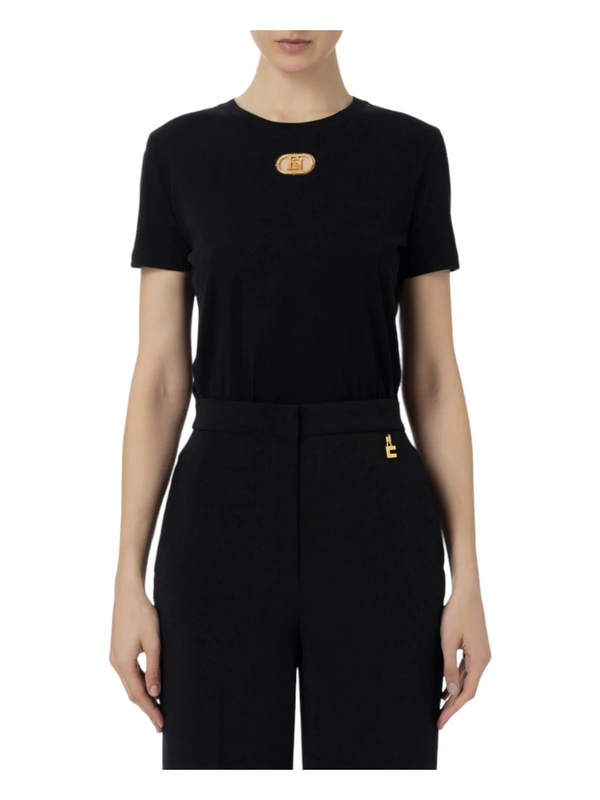 ELISABETTA FRANCHI T-Shirt e Polo Donna MA52N41E2 110 Nero - Image 2
