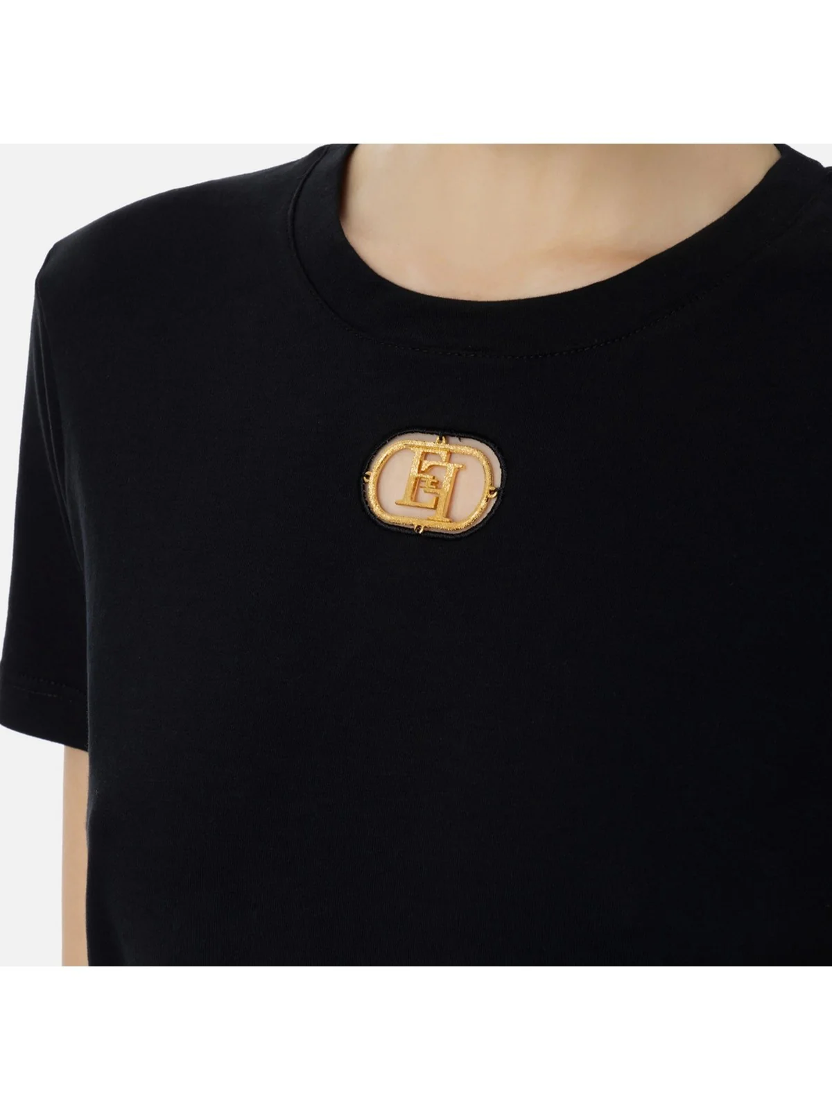ELISABETTA FRANCHI T-Shirt e Polo Donna MA52N41E2 110 Nero - Image 3