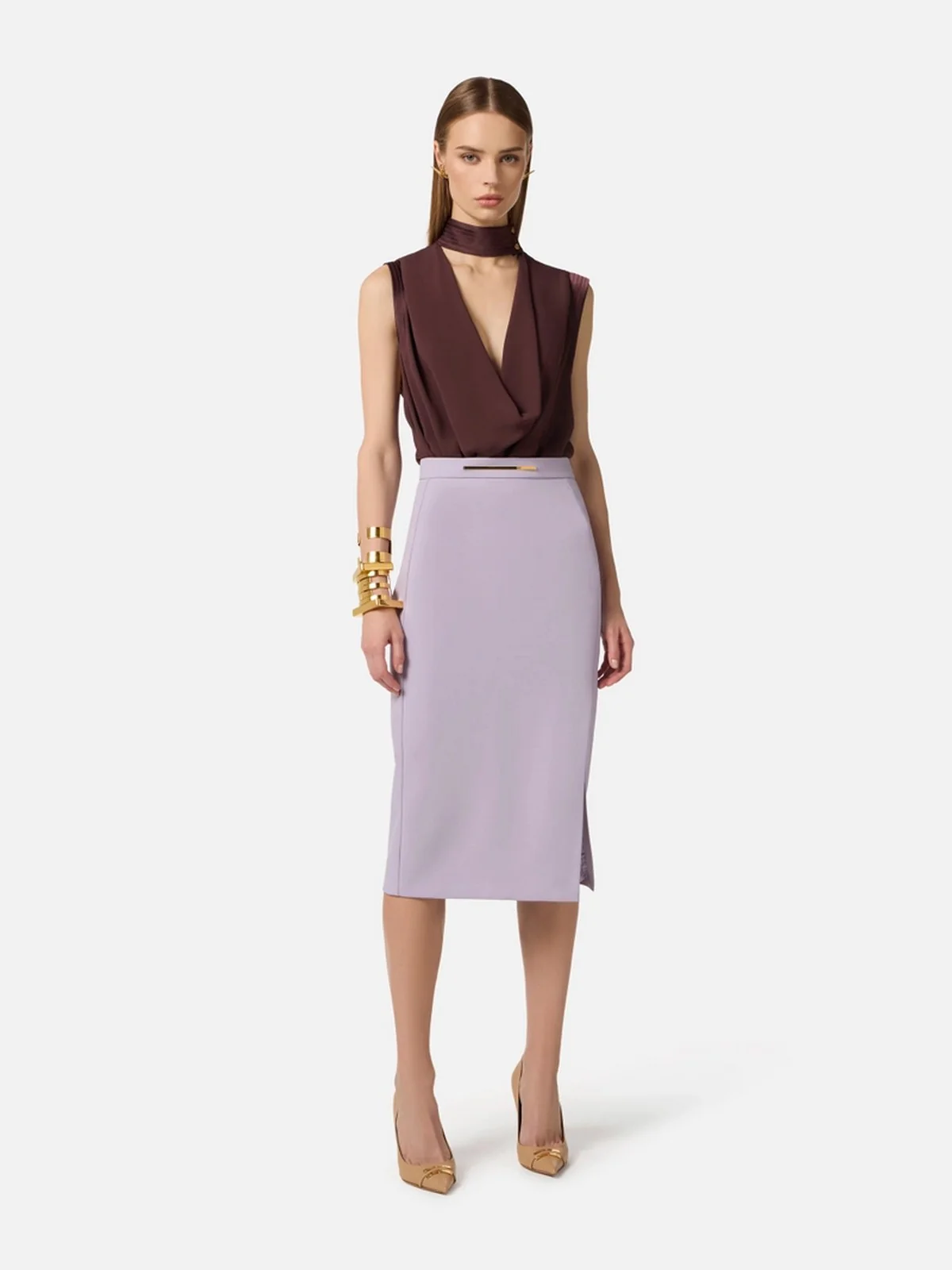 ELISABETTA FRANCHI Top Donna  CA13461E2 644 CACAO - Image 5