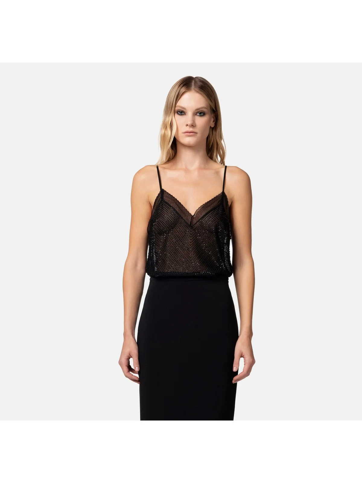 ELISABETTA FRANCHI Top Donna RT06J42E2 110 Nero - Image 3