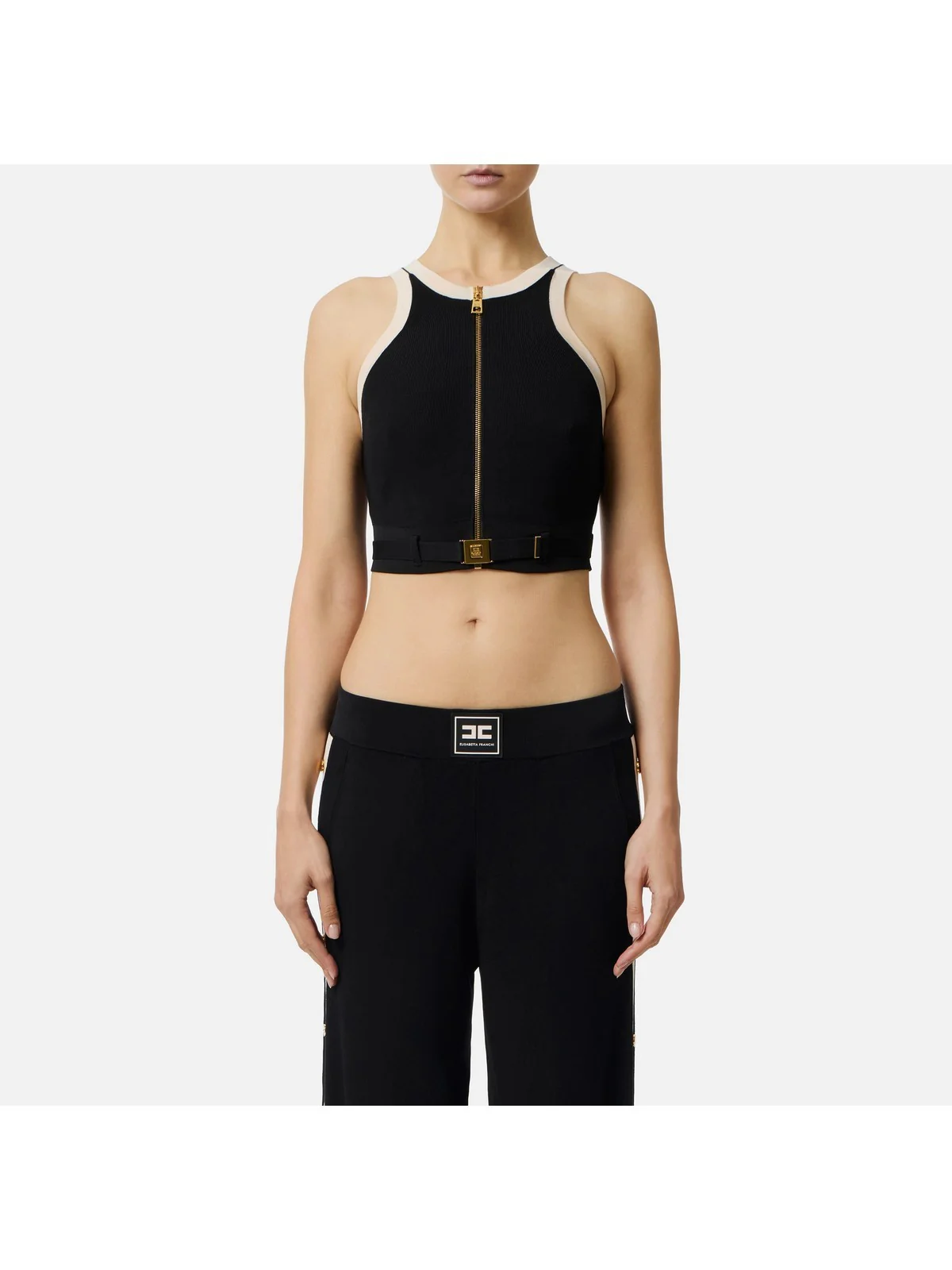 ELISABETTA FRANCHI Top Donna  TK71S61E2 685 NERO/BURRO - Image 4