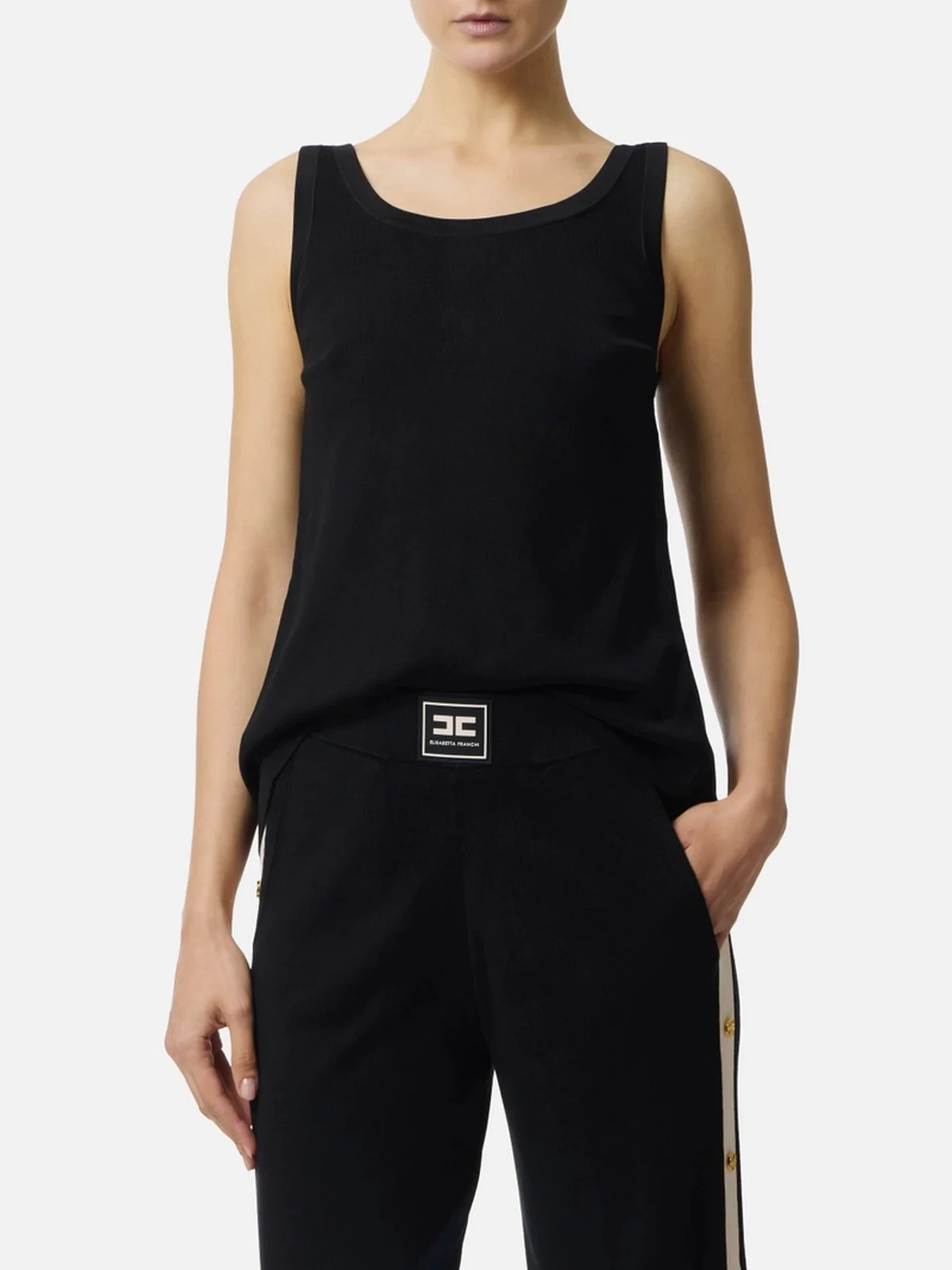 ELISABETTA FRANCHI Top Donna  TK72S61E2 685 NERO/BURRO - Image 4