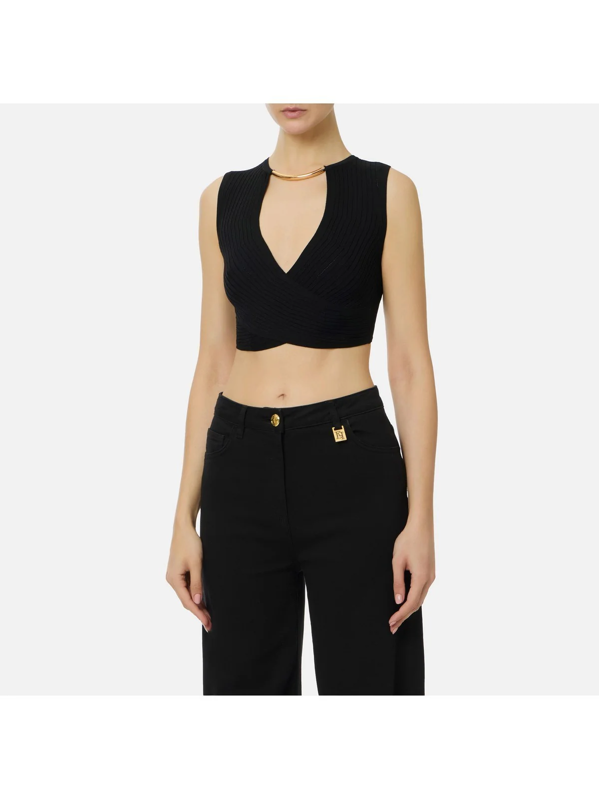 ELISABETTA FRANCHI Top Donna  TK76S61E2 110 Nero - Image 4