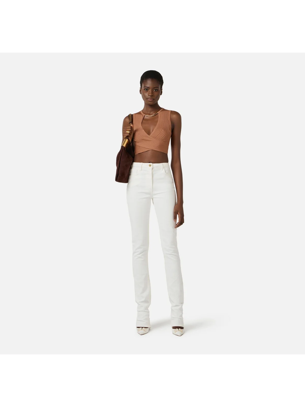 ELISABETTA FRANCHI Top Donna  TK76S61E2 600 CUOIO - Image 5
