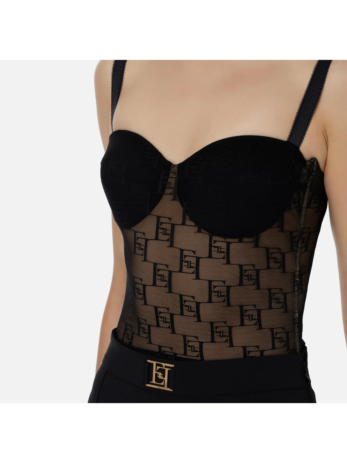 ELISABETTA FRANCHI Top Donna  TO00341E2 110 Nero - Image 3