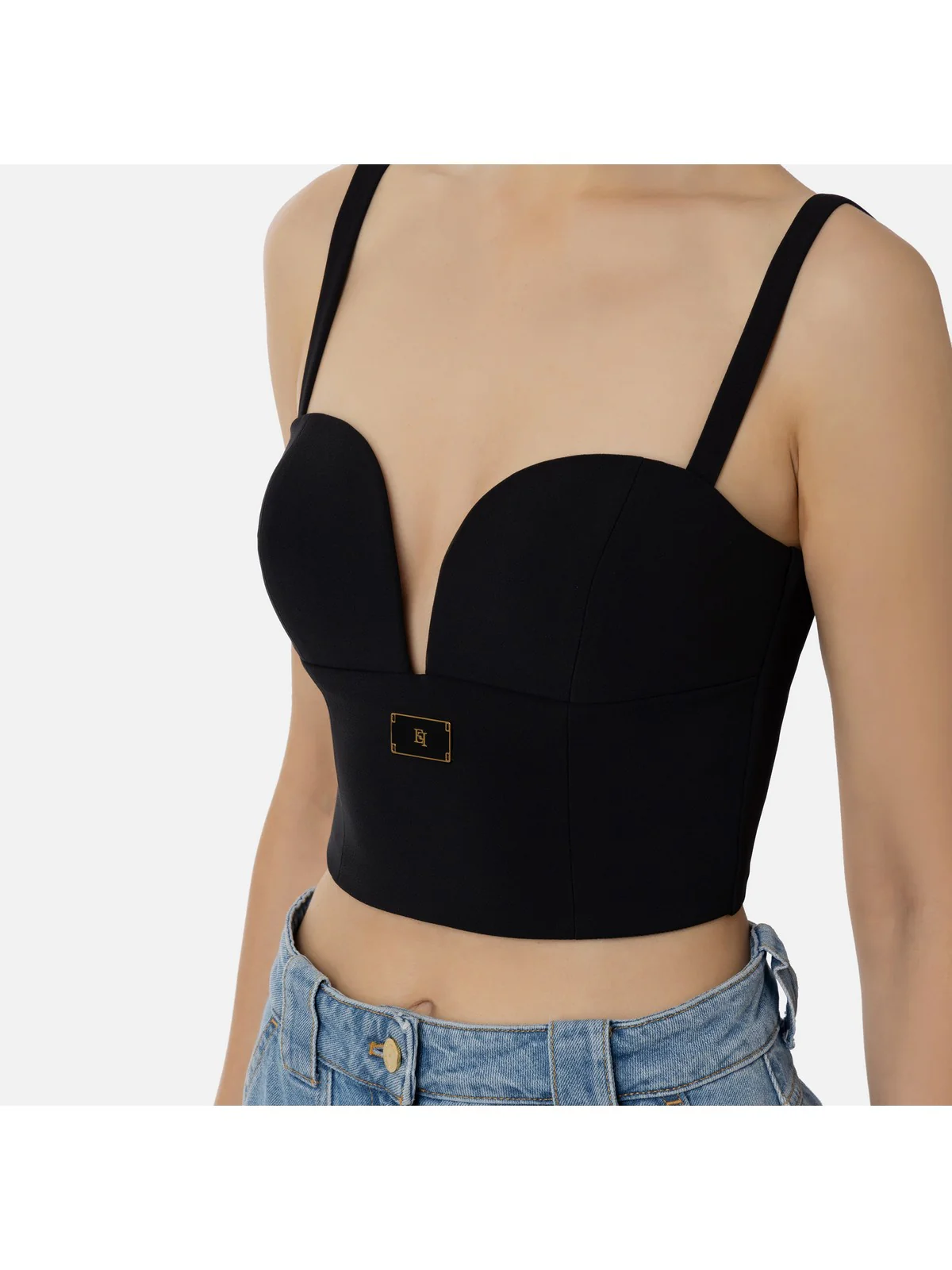 ELISABETTA FRANCHI Top Donna  TO00941E2 110 Nero - Image 3