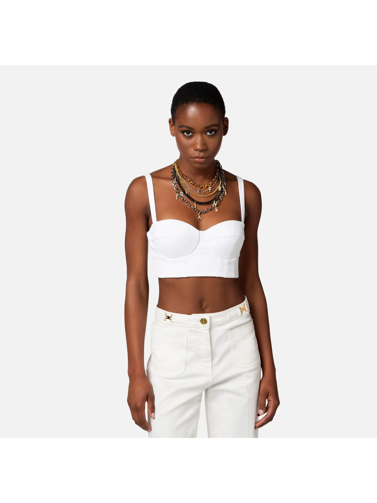 ELISABETTA FRANCHI Top Donna  TO01742E2 360 Avorio - Image 2