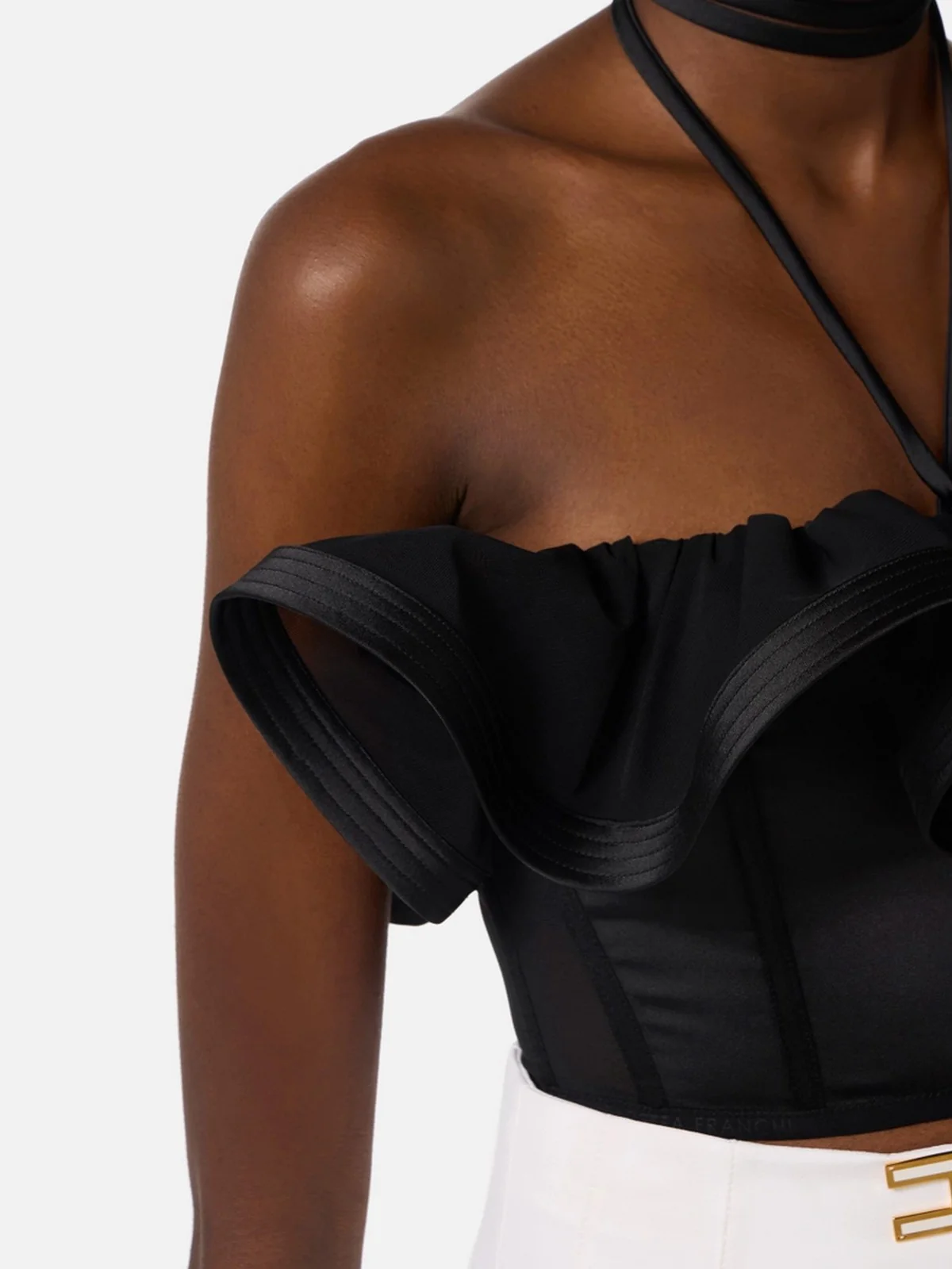 ELISABETTA FRANCHI Top Donna  TO03962E2 110 Nero - Image 3