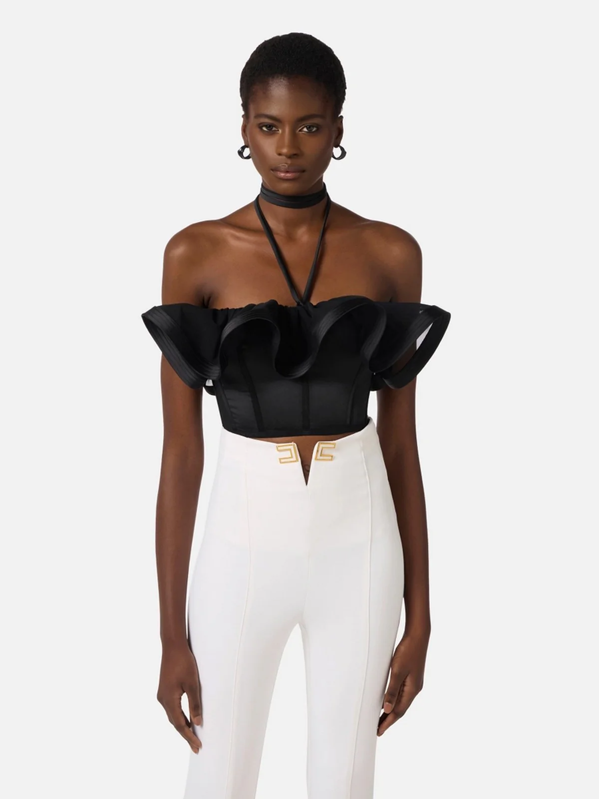 ELISABETTA FRANCHI Top Donna  TO03962E2 110 Nero - Image 4