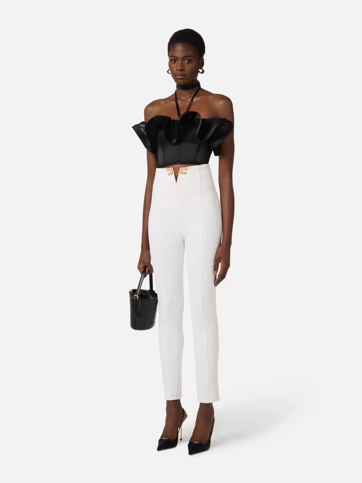 ELISABETTA FRANCHI Top Donna  TO03962E2 110 Nero - Image 5