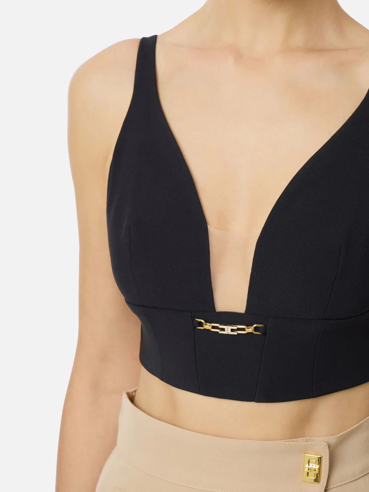ELISABETTA FRANCHI Top Donna  TO04857E2 110 Nero - Image 3
