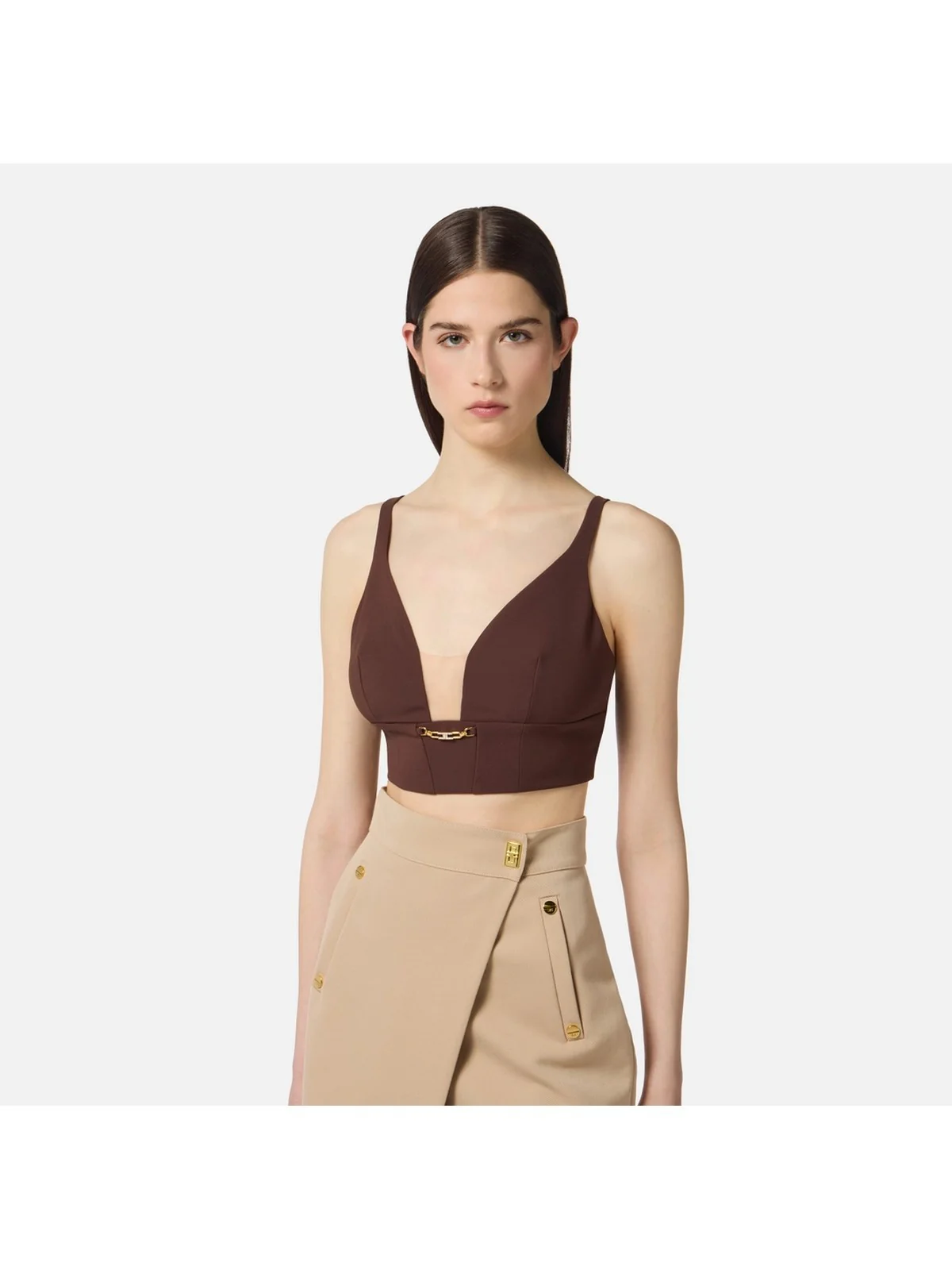 ELISABETTA FRANCHI Top Donna  TO04857E2 EA3 COFFEE - Image 5