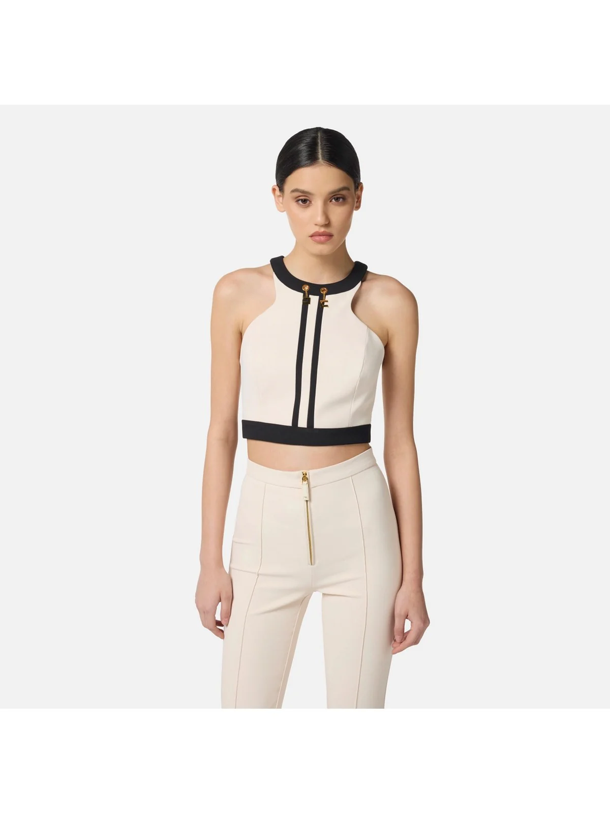 ELISABETTA FRANCHI Top Donna  TOT0156E2 EF1 MILK/NERO - Image 3