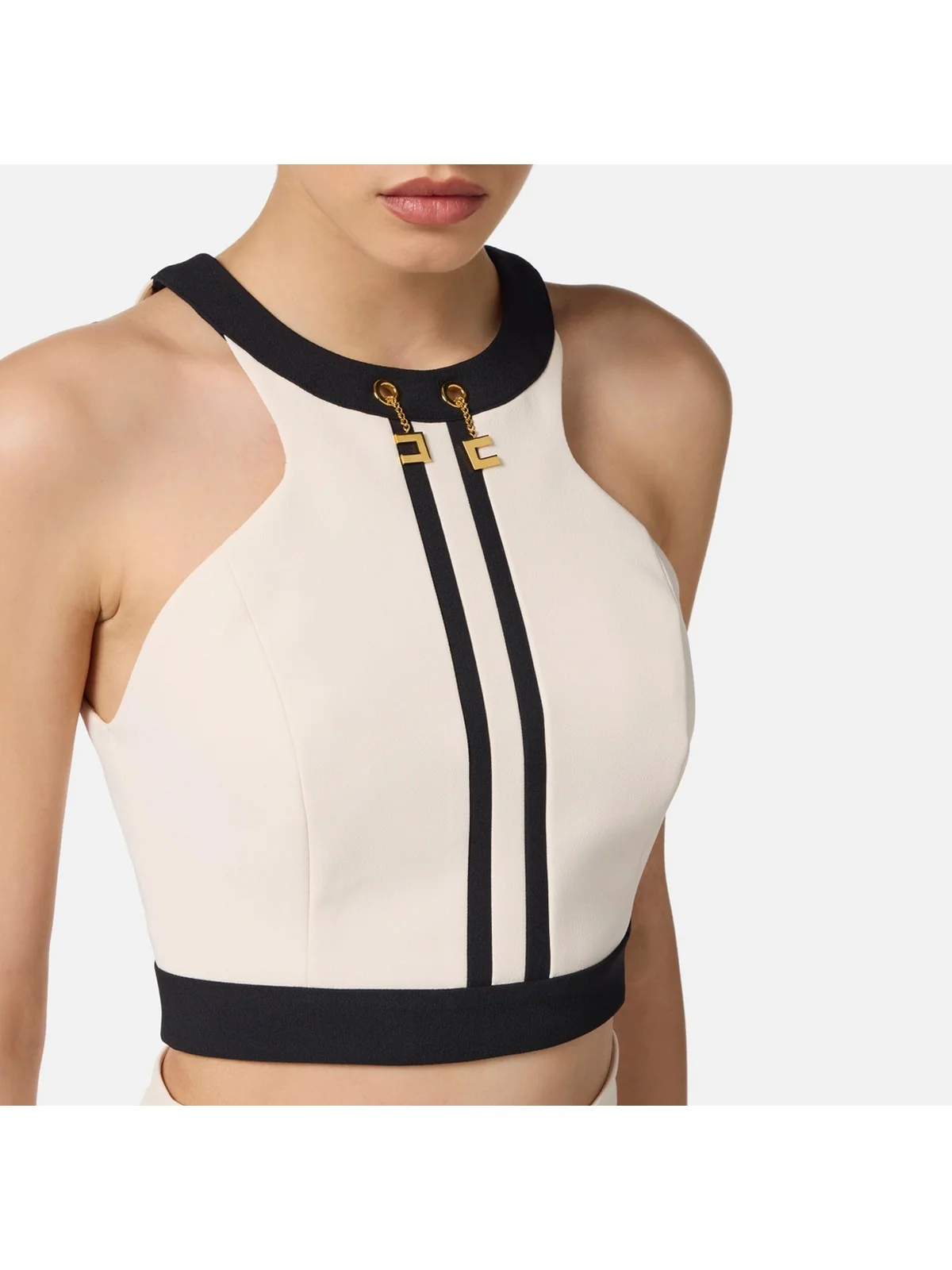 ELISABETTA FRANCHI Top Donna  TOT0156E2 EF1 MILK/NERO - Image 4