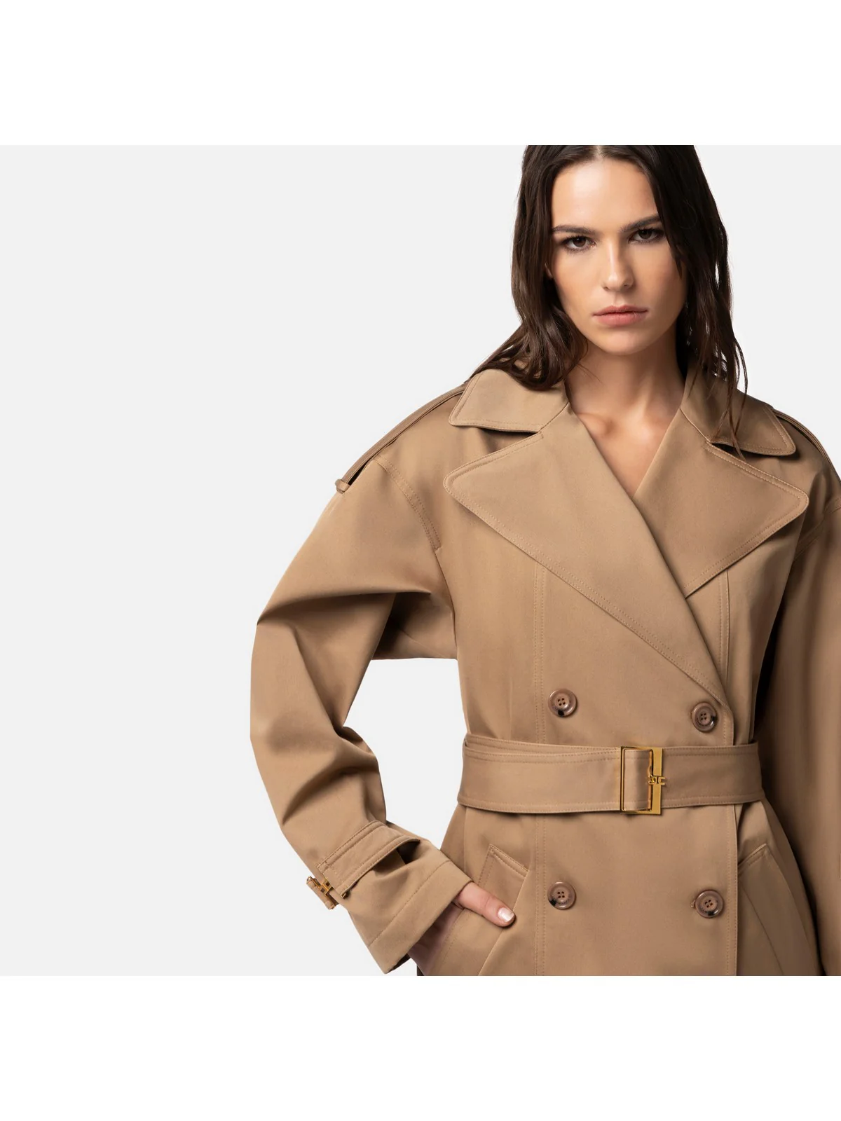 ELISABETTA FRANCHI Trench Donna  SP00541E2 390 Marrone - Image 3