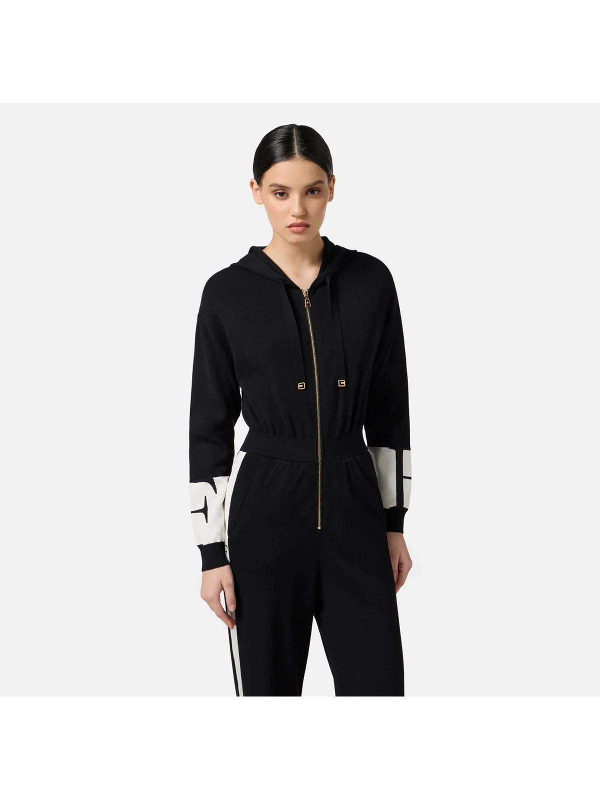 ELISABETTA FRANCHI Tuta Donna KT61S56E2 EF3 NERO/MILK - Image 3