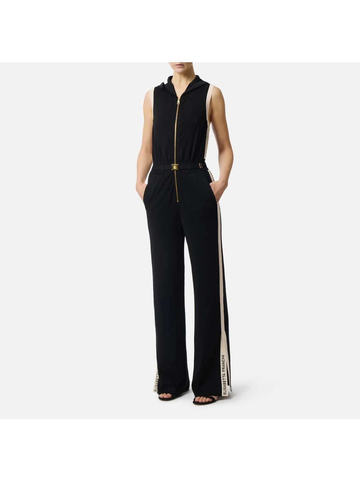 ELISABETTA FRANCHI Tuta Donna  KT68S61E2 685 NERO/BURRO - Image 4