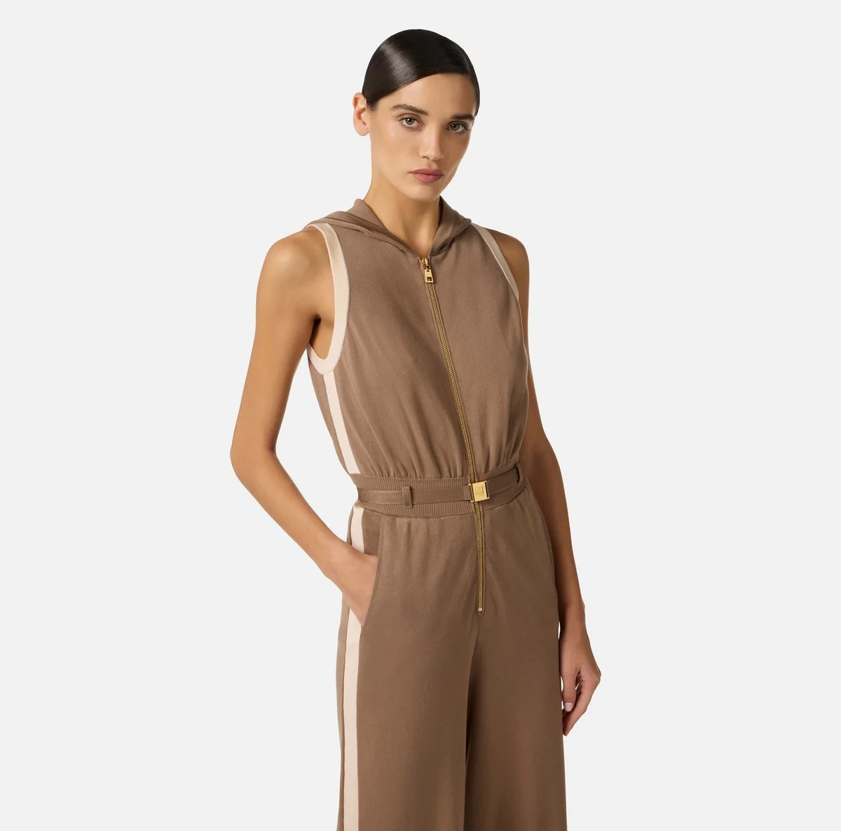 ELISABETTA FRANCHI Tuta Donna  KT68S61E2 727 ARGILLA/BURRO - Image 4