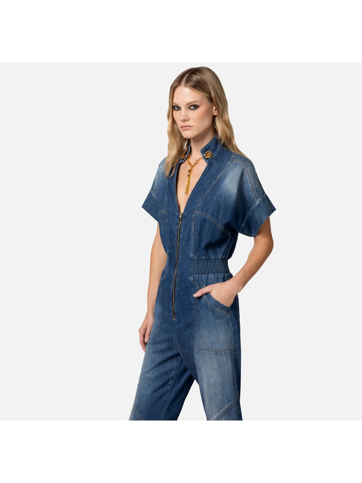 ELISABETTA FRANCHI Tuta Donna  TJ28I41E2 104 Blu - Image 3