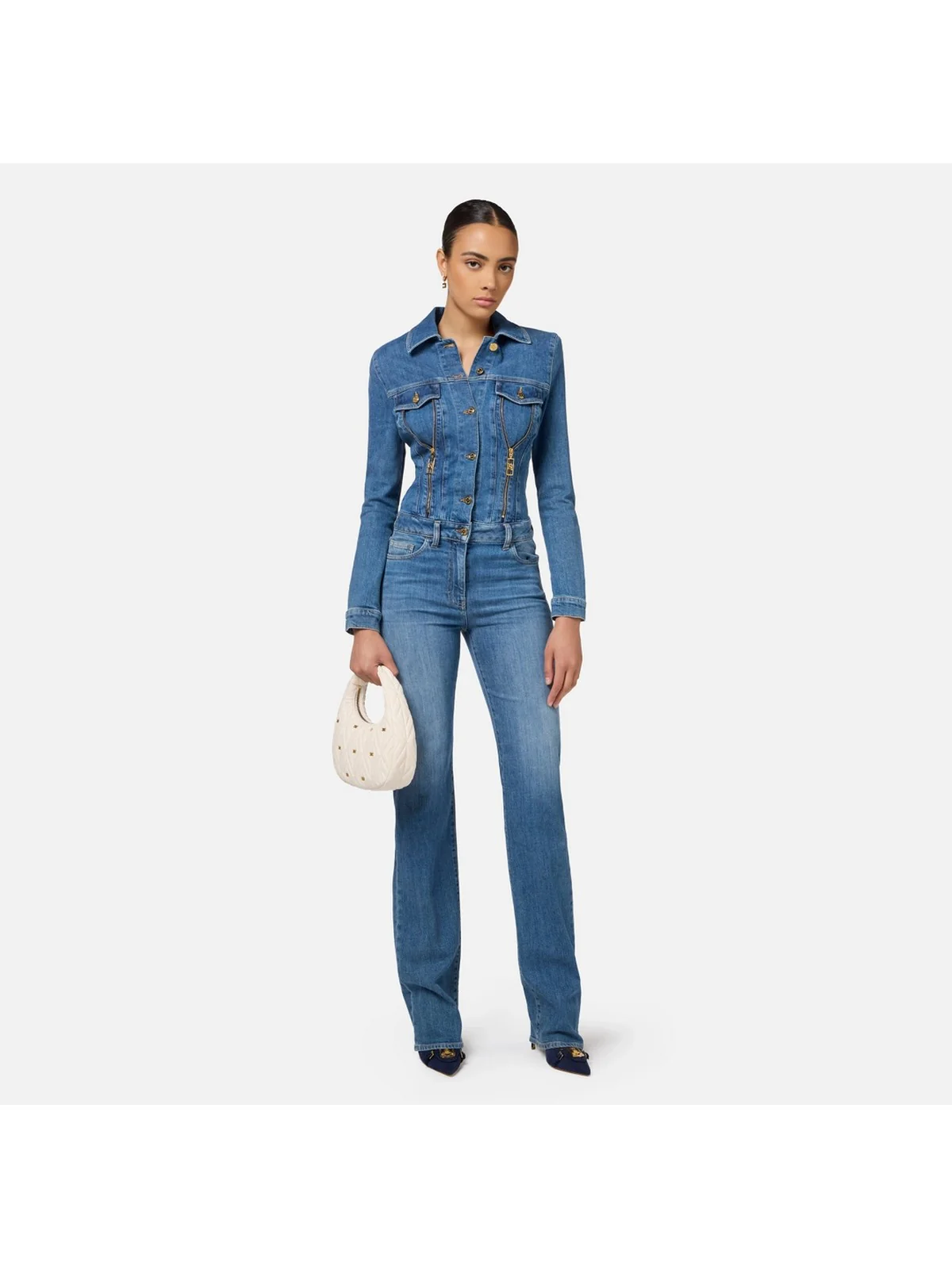 ELISABETTA FRANCHI Tuta Donna  TJ33I46E2 104 Blu - Image 2