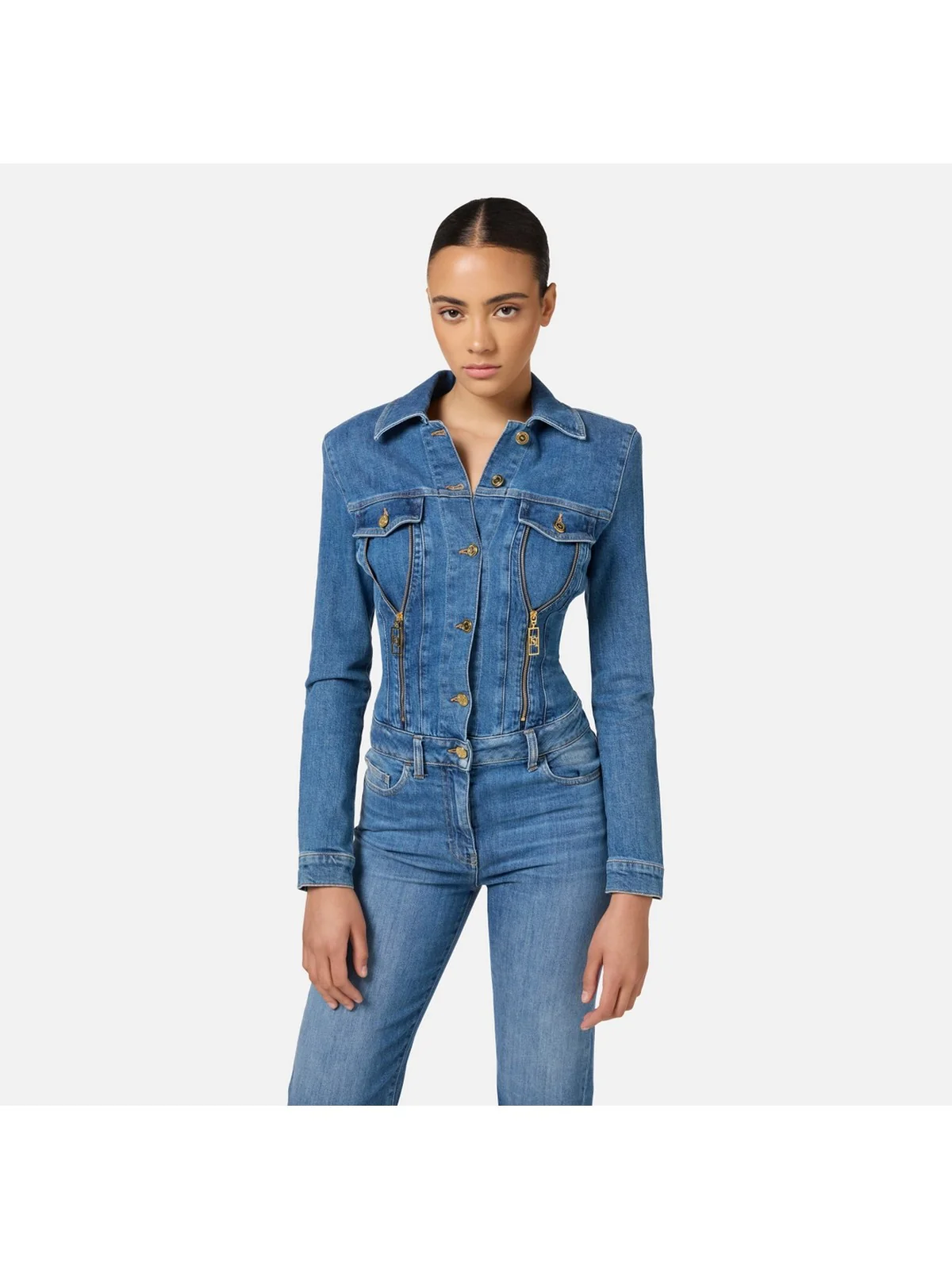 ELISABETTA FRANCHI Tuta Donna  TJ33I46E2 104 Blu - Image 3