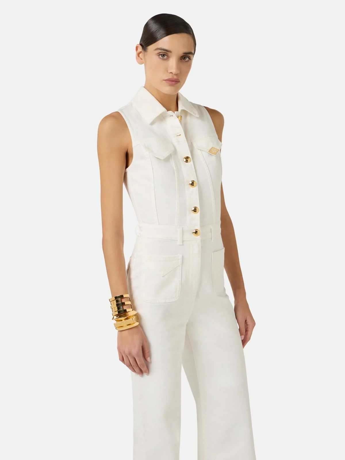 ELISABETTA FRANCHI Tuta Donna  TJ45N61E2 360 Avorio - Image 4