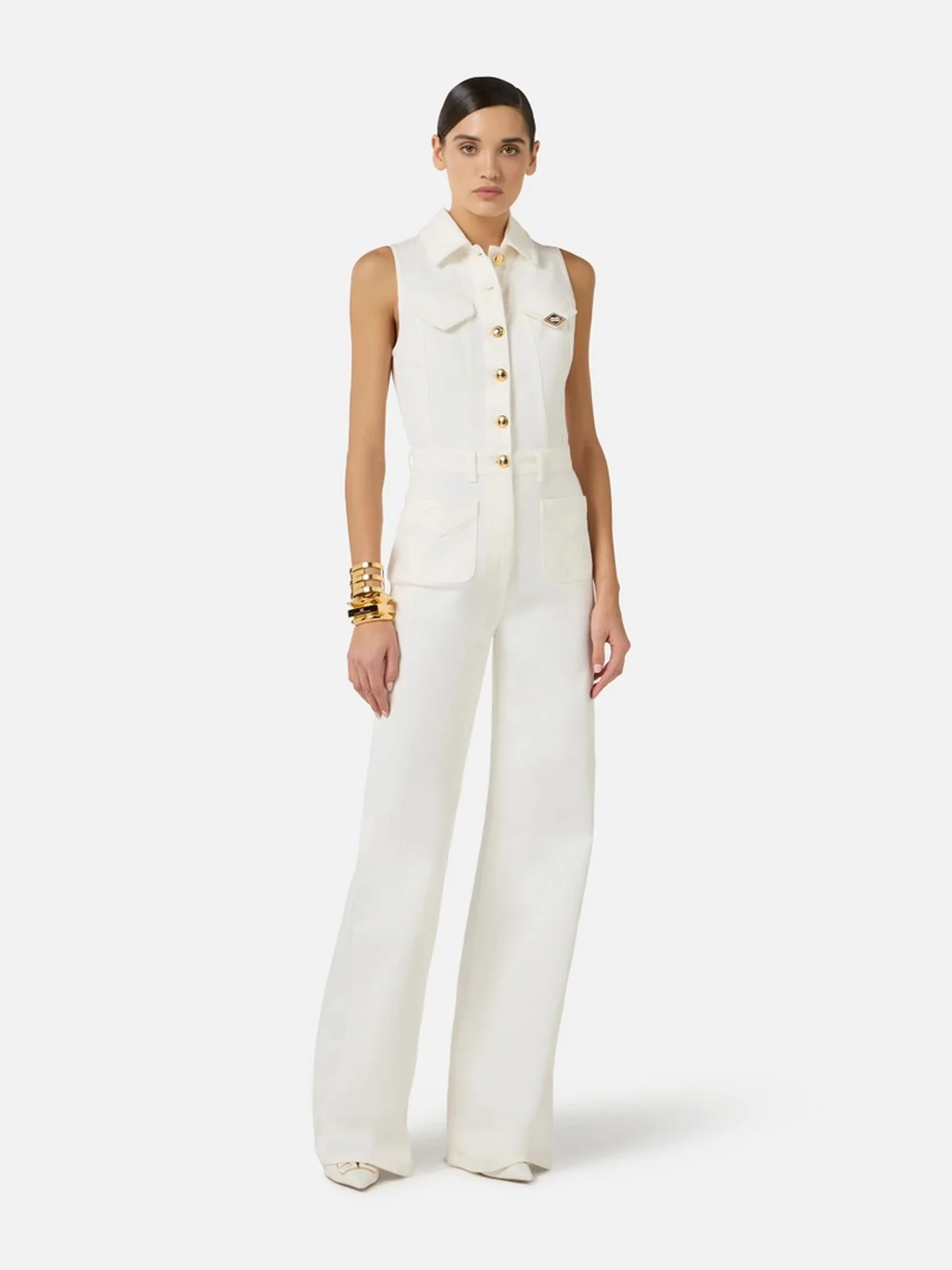 ELISABETTA FRANCHI Tuta Donna  TJ45N61E2 360 Avorio - Image 5