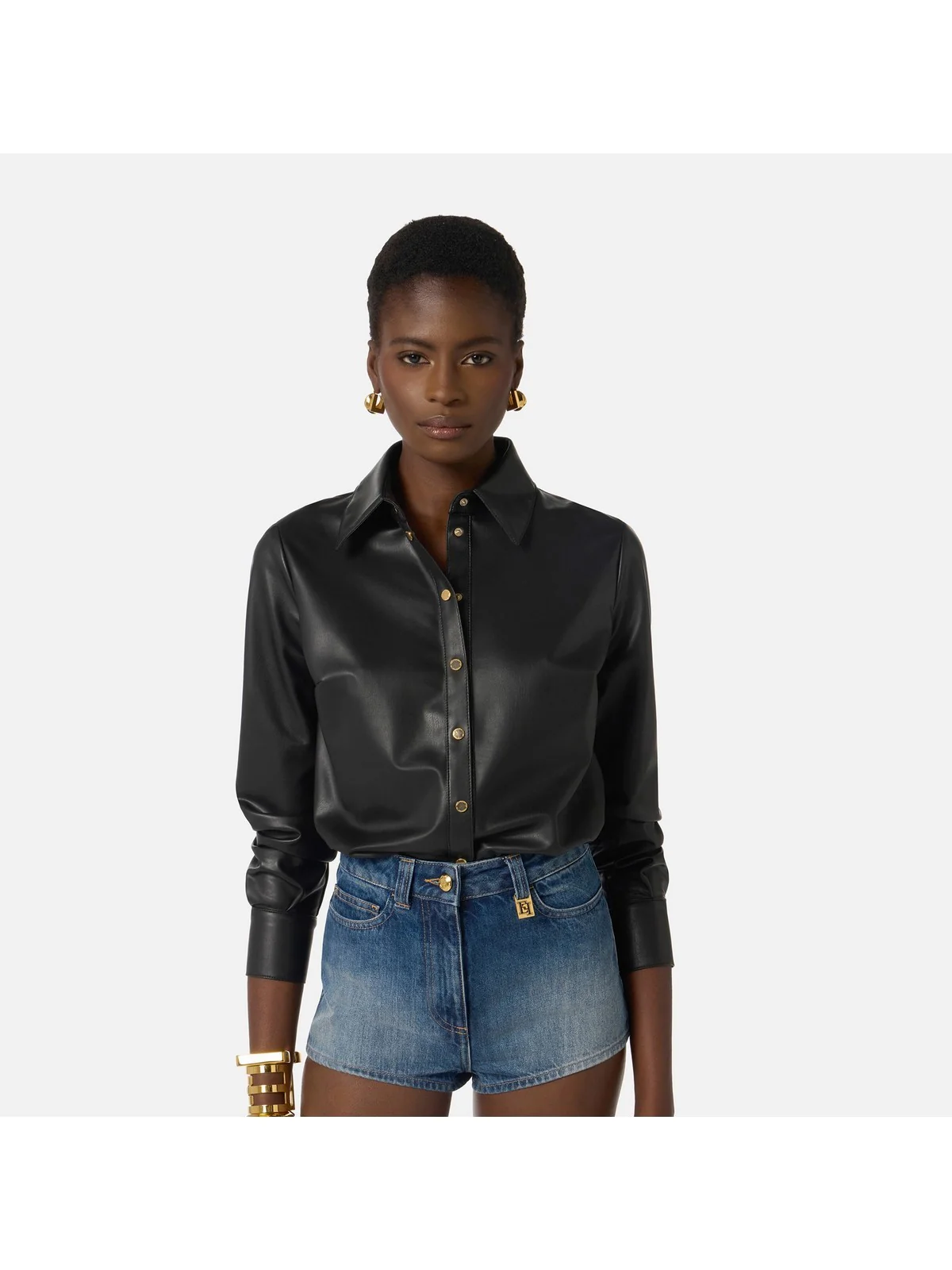 ELISABETTA FRANCHI Tuta Donna TJ48I61E2 FB7 NERO/BLUE DENIM - Image 4