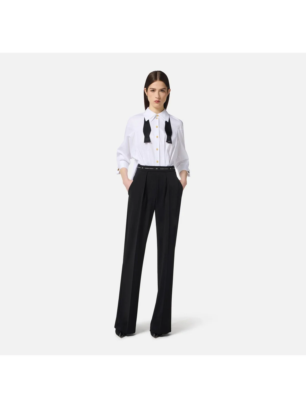 ELISABETTA FRANCHI Tuta Donna  TU05656E2 221 BIANCO/NERO - Image 4