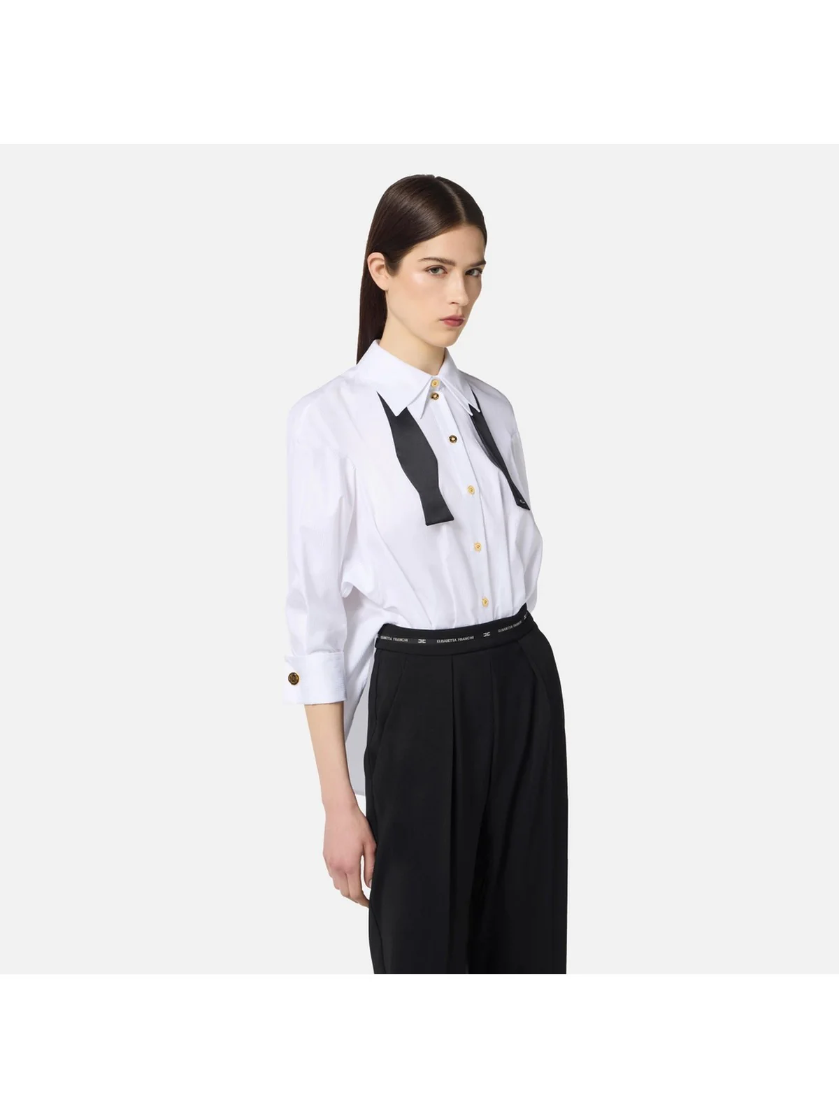 ELISABETTA FRANCHI Tuta Donna  TU05656E2 221 BIANCO/NERO - Image 5