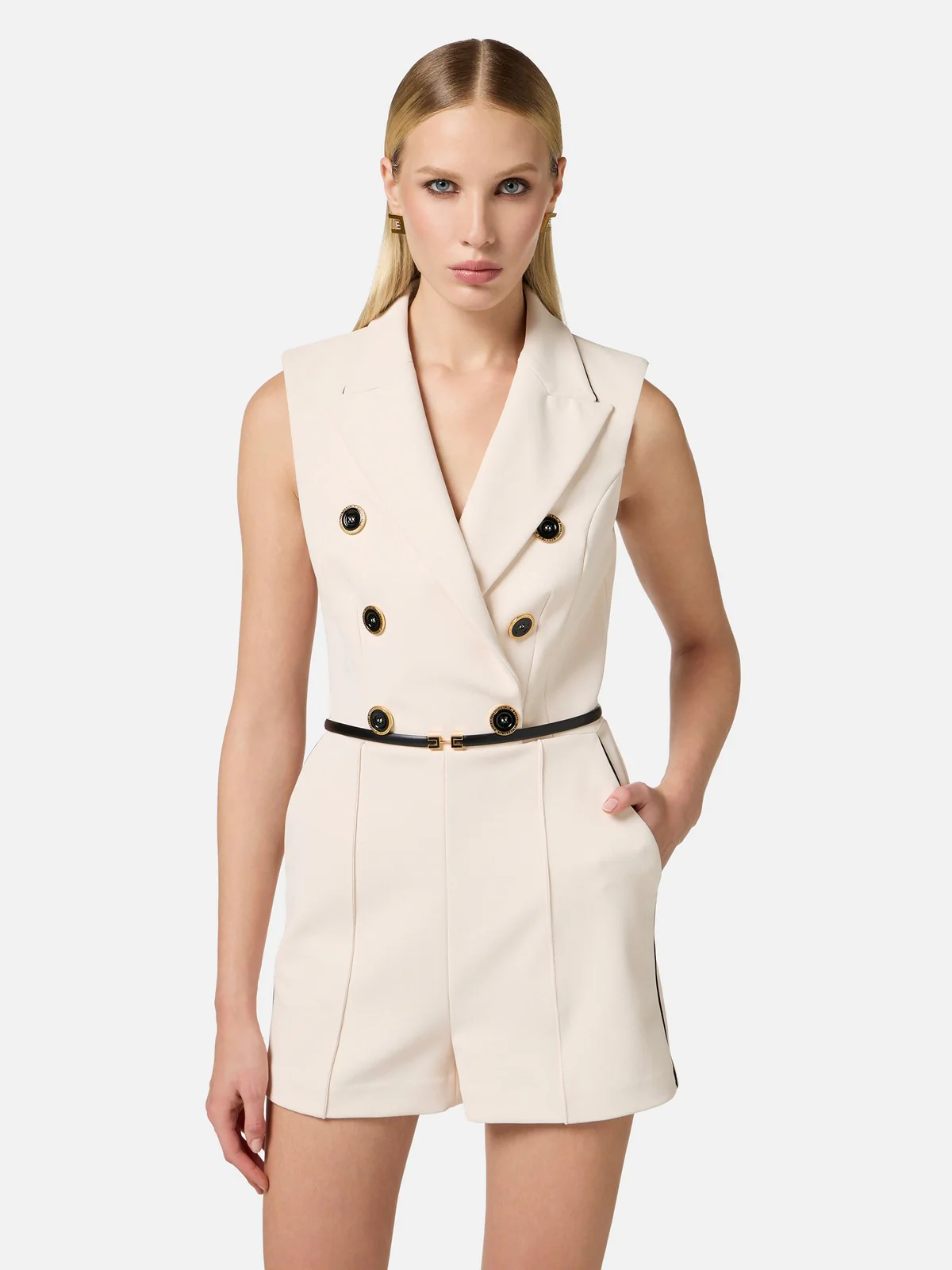 ELISABETTA FRANCHI Tuta Donna  TUT4551E2-E84 Beige - Image 3