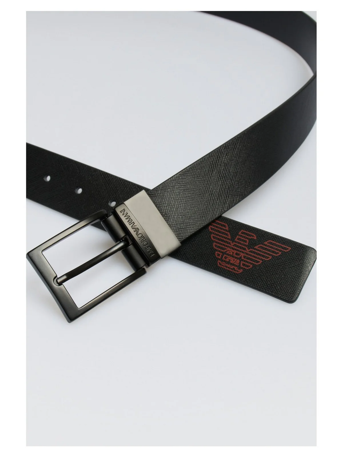 EMPORIO ARMANI Cintura Uomo  Y4S195 Y739K 80605 BLACK/ORANGE LOGO - Image 2