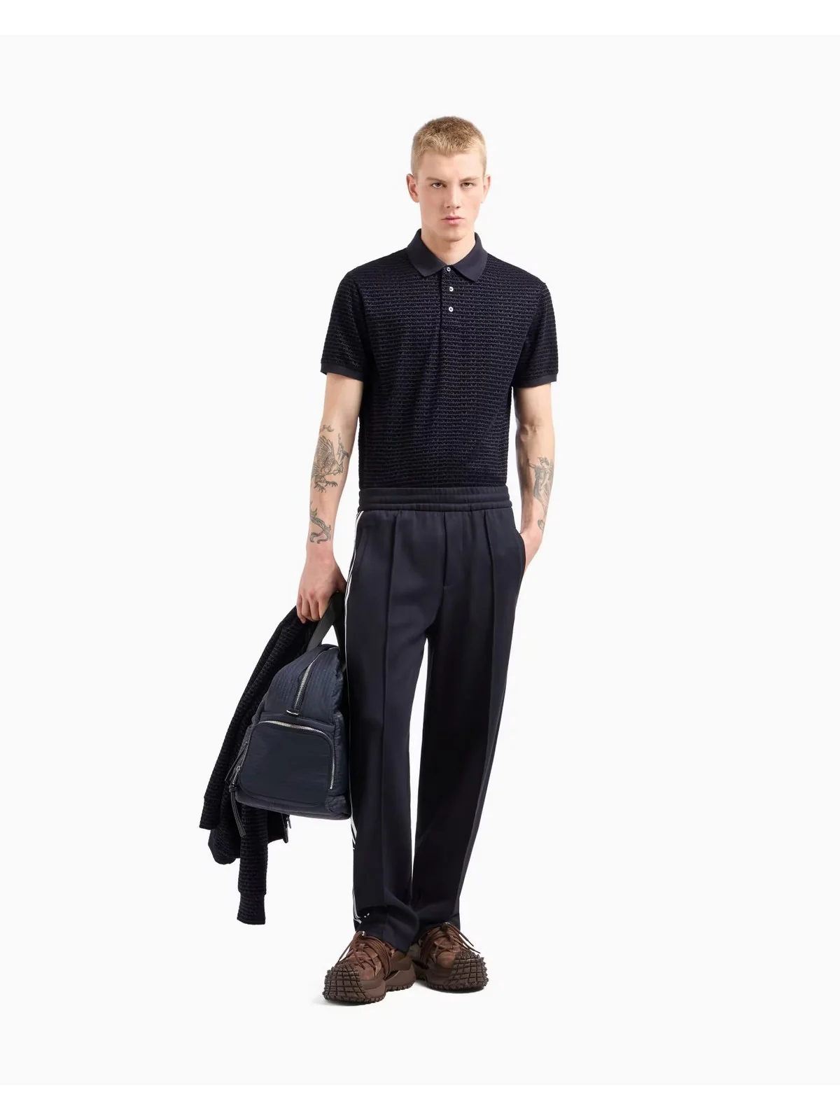 EMPORIO ARMANI Polo Uomo  EM001283 AF10017 FB229 EM001289 NAVY ALLOVER FLOCKING - Image 2