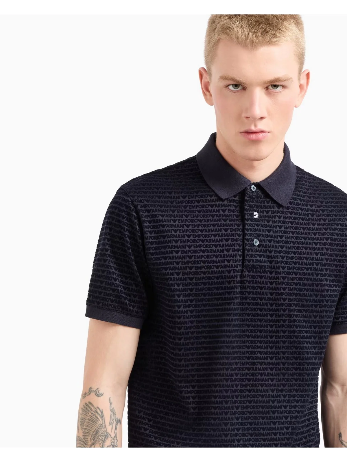 EMPORIO ARMANI Polo Uomo  EM001283 AF10017 FB229 EM001289 NAVY ALLOVER FLOCKING - Image 5