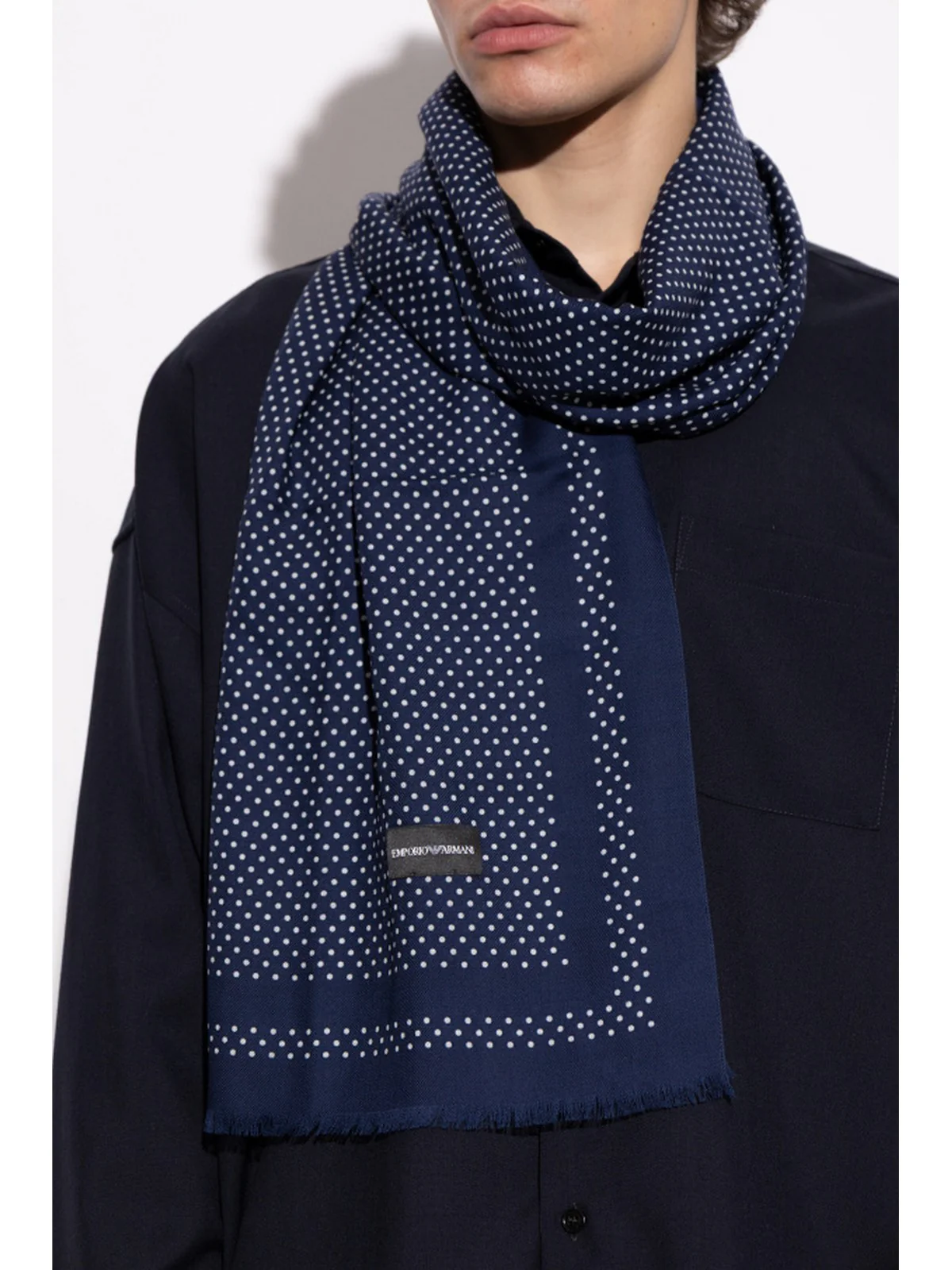 EMPORIO ARMANI Stola Uomo  EM003845 AF20009 FB336 BLUE+FANCY POIS WHITE - Image 2