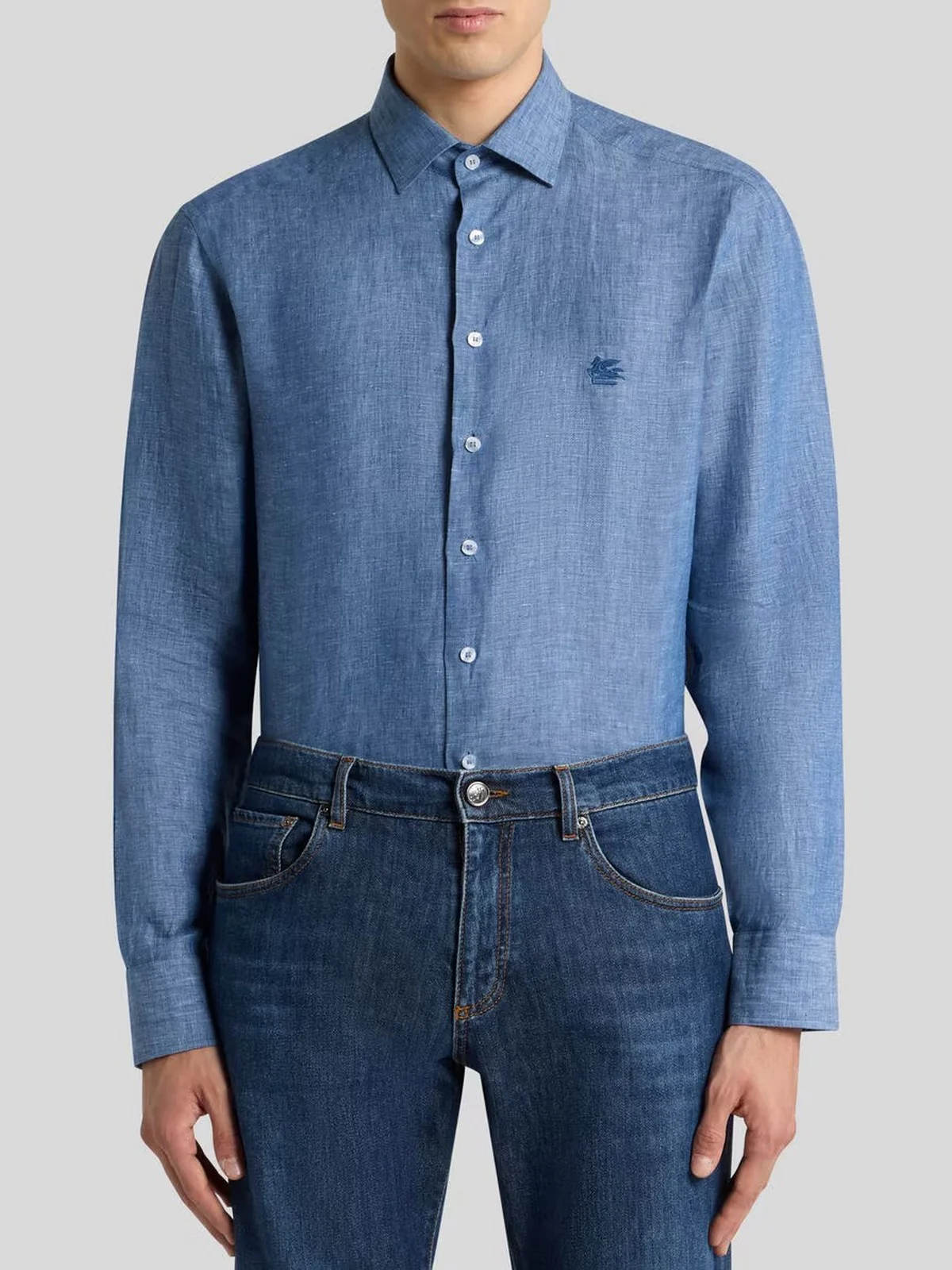 ETRO Camicia Uomo SHIRT ROMA LOGO MRIB0002 99TU3F3 B0068 Blu - Image 3