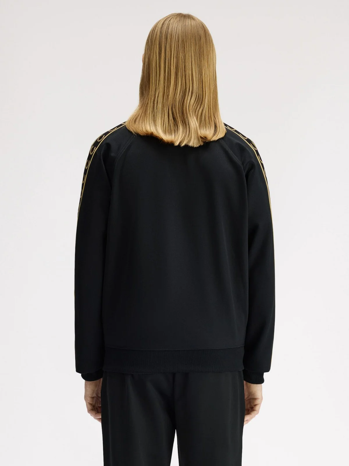 FRED PERRY Felpa Uomo FP CONTRAST TAPE TRACK JACKET FP-J5557-57 90A BLACK/CHAMPAGNE - Image 5