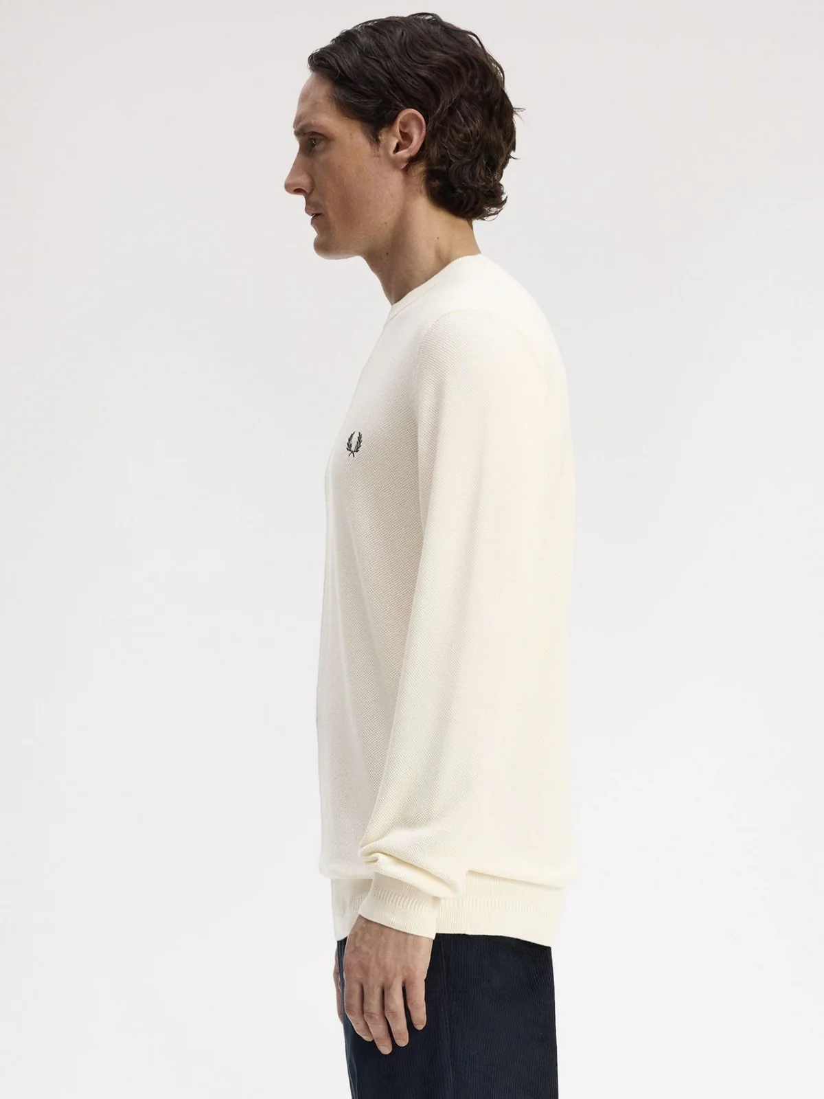 FRED PERRY Maglia Uomo FP PIQUE STITCH JUMPER FP-K1309-57 560 ECRU - Image 4