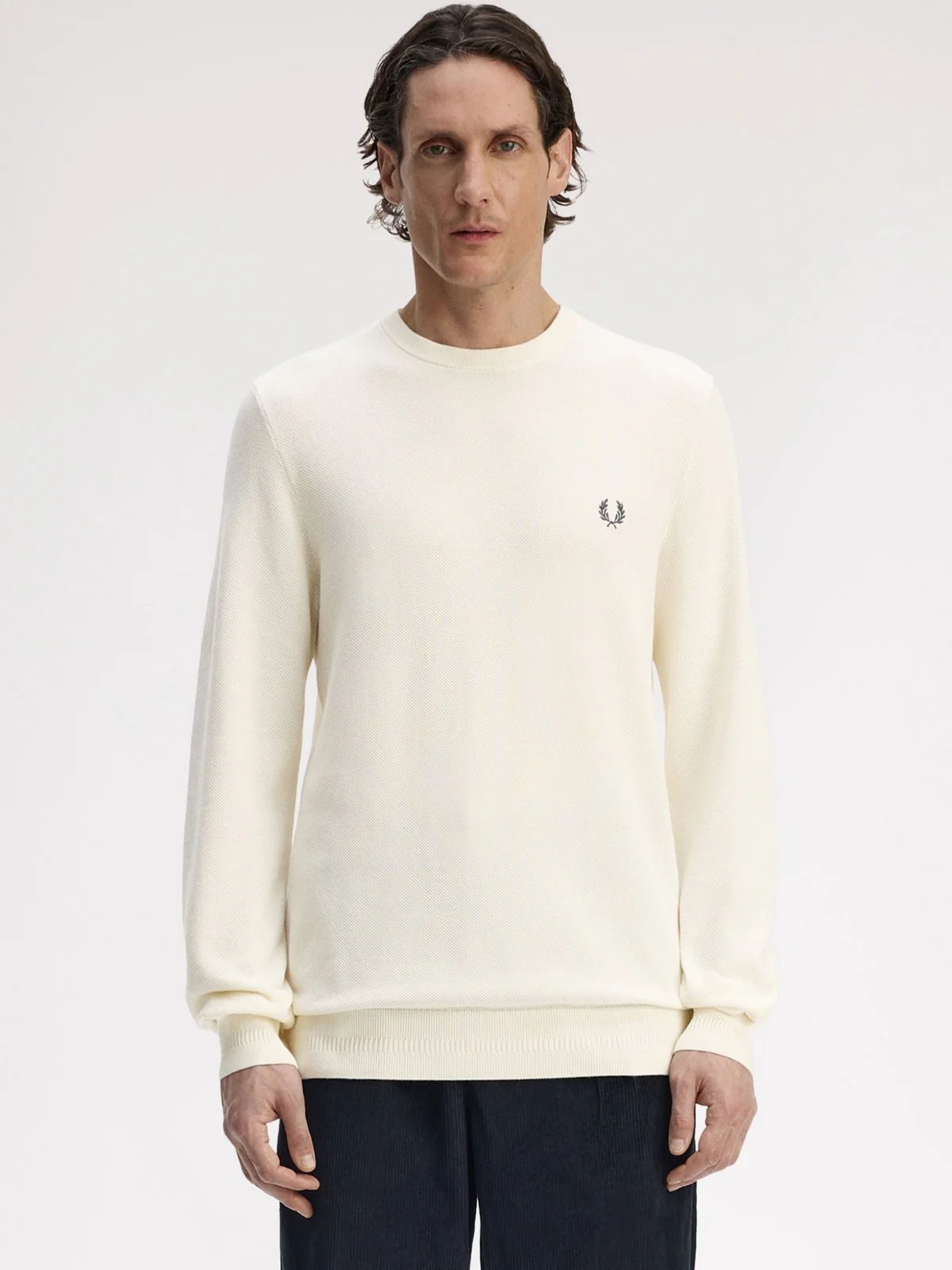 FRED PERRY Maglia Uomo FP PIQUE STITCH JUMPER FP-K1309-57 560 ECRU - Image 5