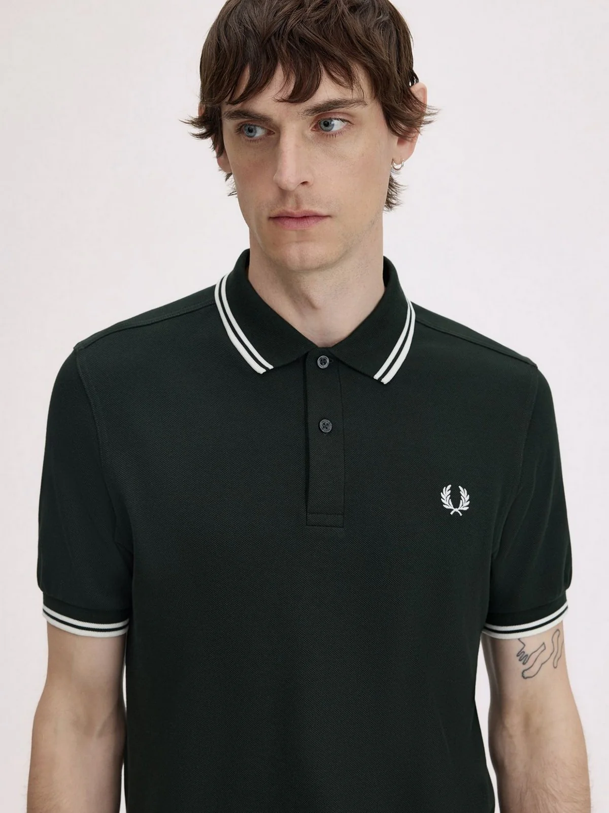 FRED PERRY Polo Uomo FP TWIN TIPPED FRED PERRY SHIRT FP-M3600P-57 T50 NIGHTGREEN/SNWHT - Image 4