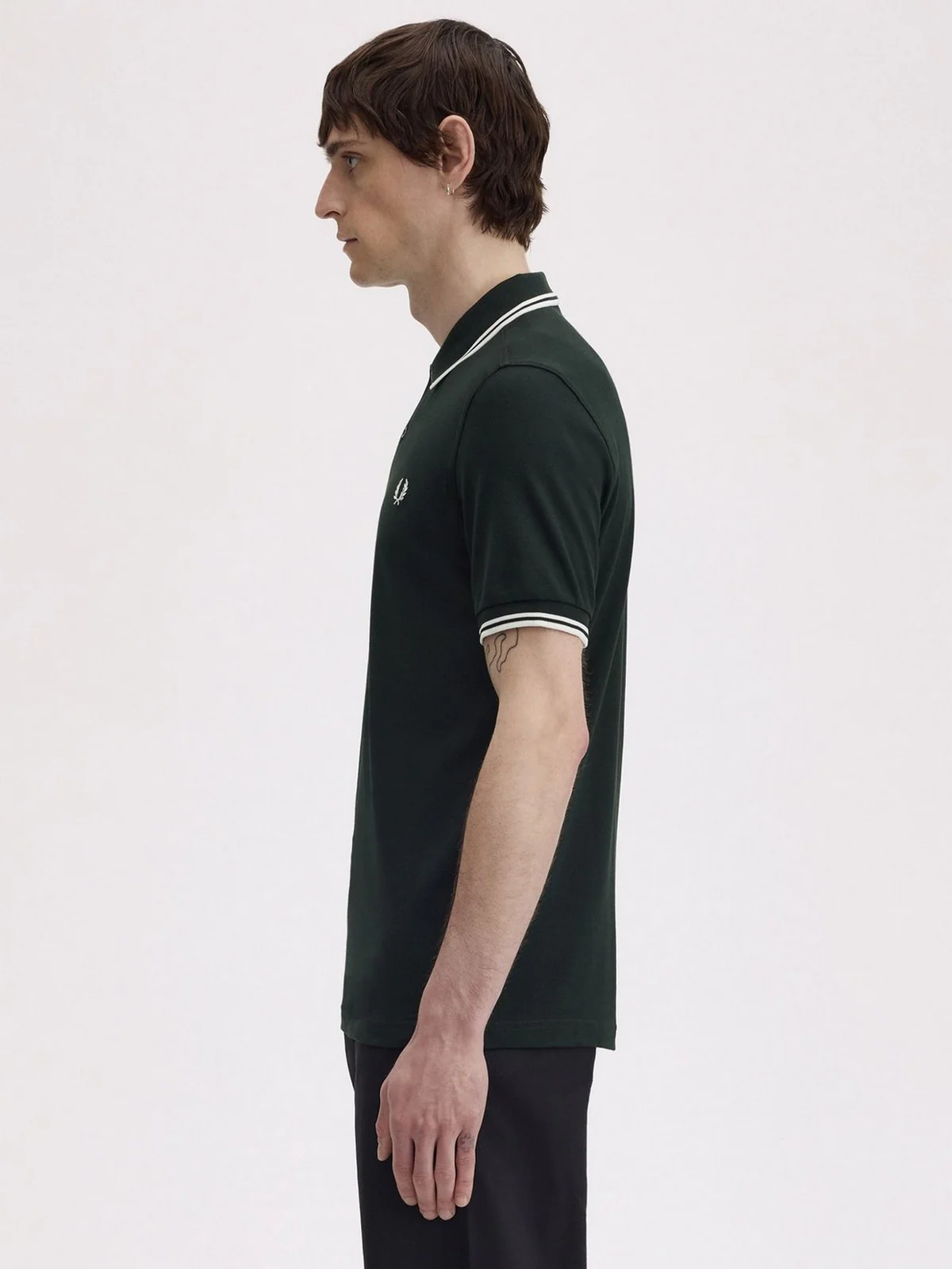 FRED PERRY Polo Uomo FP TWIN TIPPED FRED PERRY SHIRT FP-M3600P-57 T50 NIGHTGREEN/SNWHT - Image 5