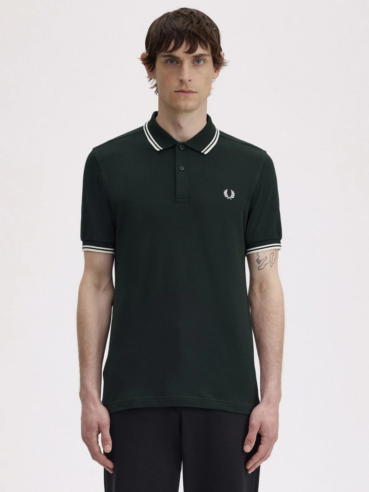 FRED PERRY Polo Uomo FP TWIN TIPPED FRED PERRY SHIRT FP-M3600P-57 T50 NIGHTGREEN/SNWHT - Image 6