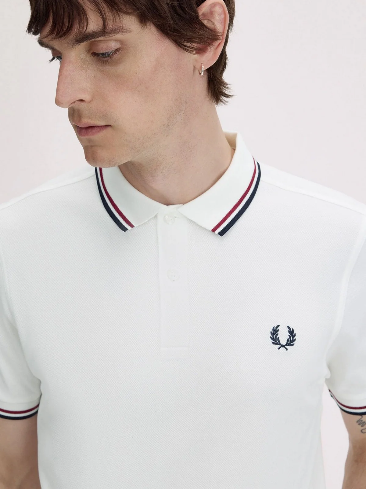 FRED PERRY Polo Uomo FP TWIN TIPPED FRED PERRY SHIRT FP-M3600P-57 T60 SNWHT/BRED/NVY - Image 3