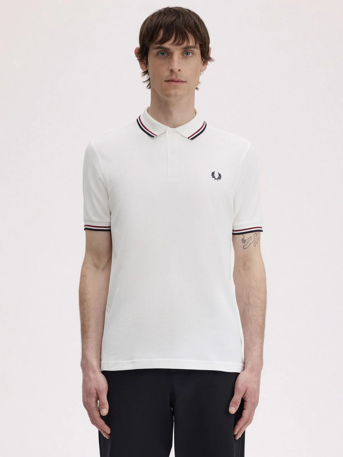 FRED PERRY Polo Uomo FP TWIN TIPPED FRED PERRY SHIRT FP-M3600P-57 T60 SNWHT/BRED/NVY - Image 5
